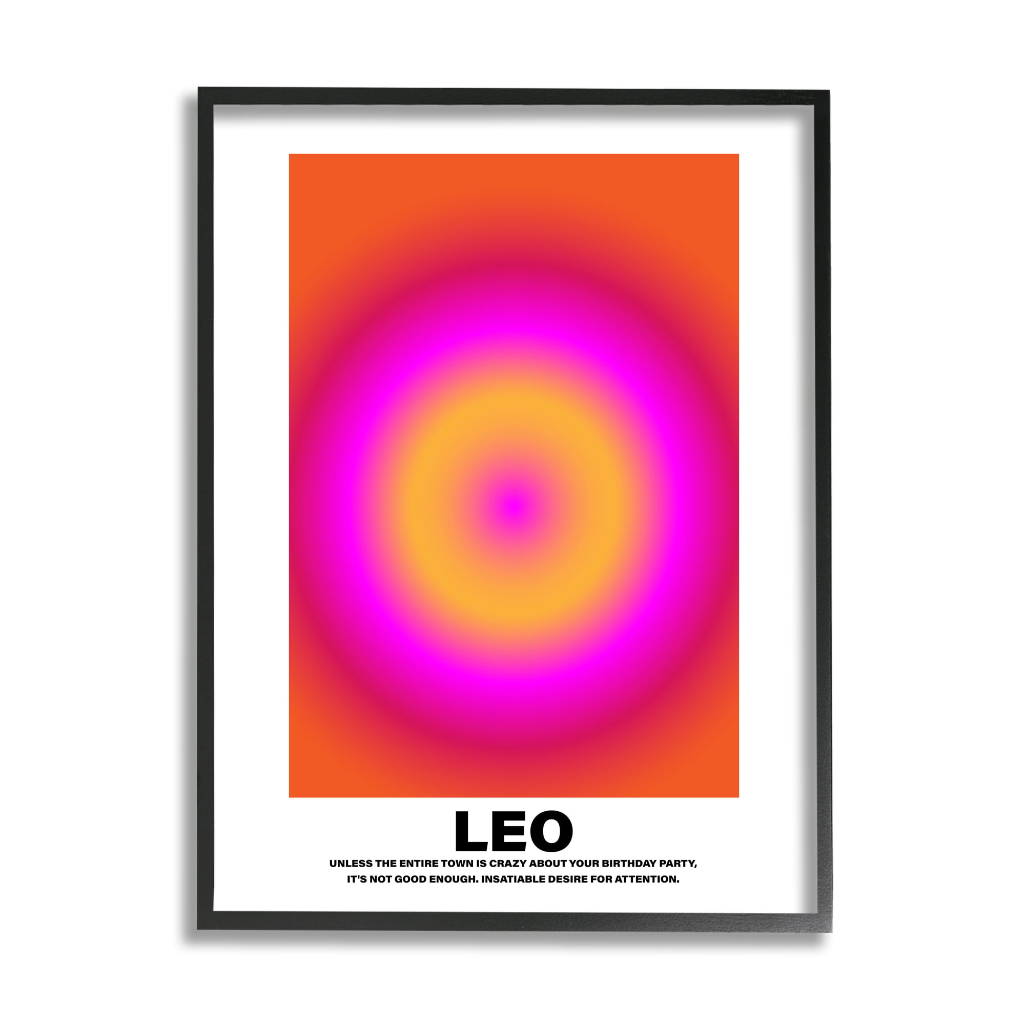 Stupell Industries Funny Leo Astrology Abstract Painting Black Framed Art Print Wall Art, 24 x 30