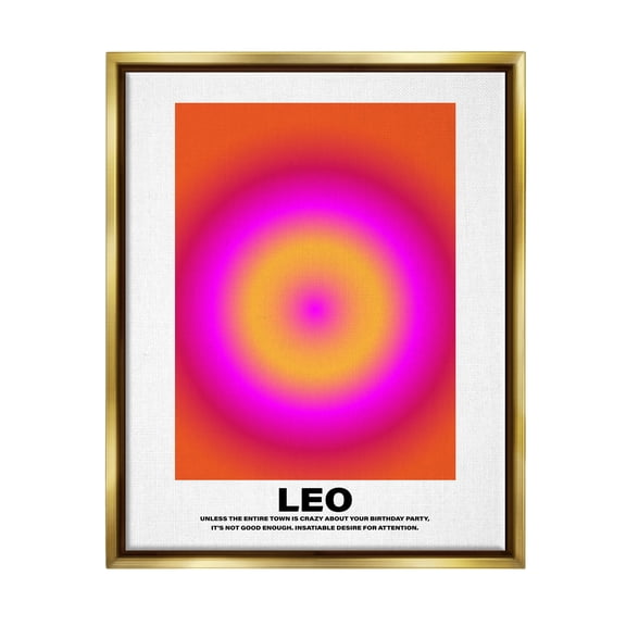 Stupell Industries Funny Leo Astrology Abstract Painting Gold Floater Framed Canvas Art Print Wall Art, 17 x 21