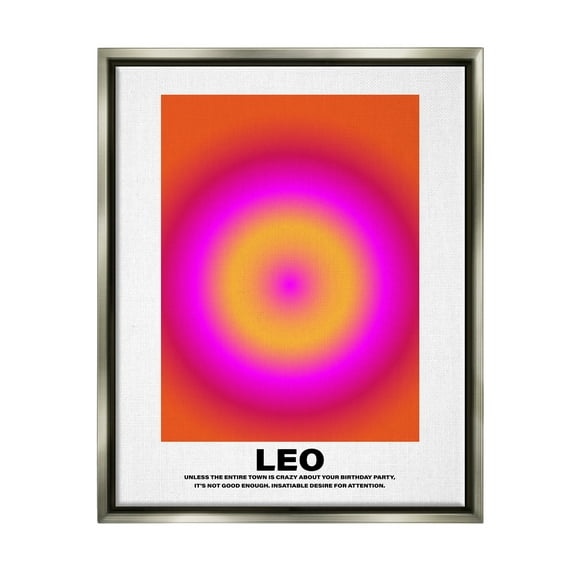 Stupell Industries Funny Leo Astrology Abstract Painting Gray Floater Framed Canvas Art Print Wall Art, 17 x 21