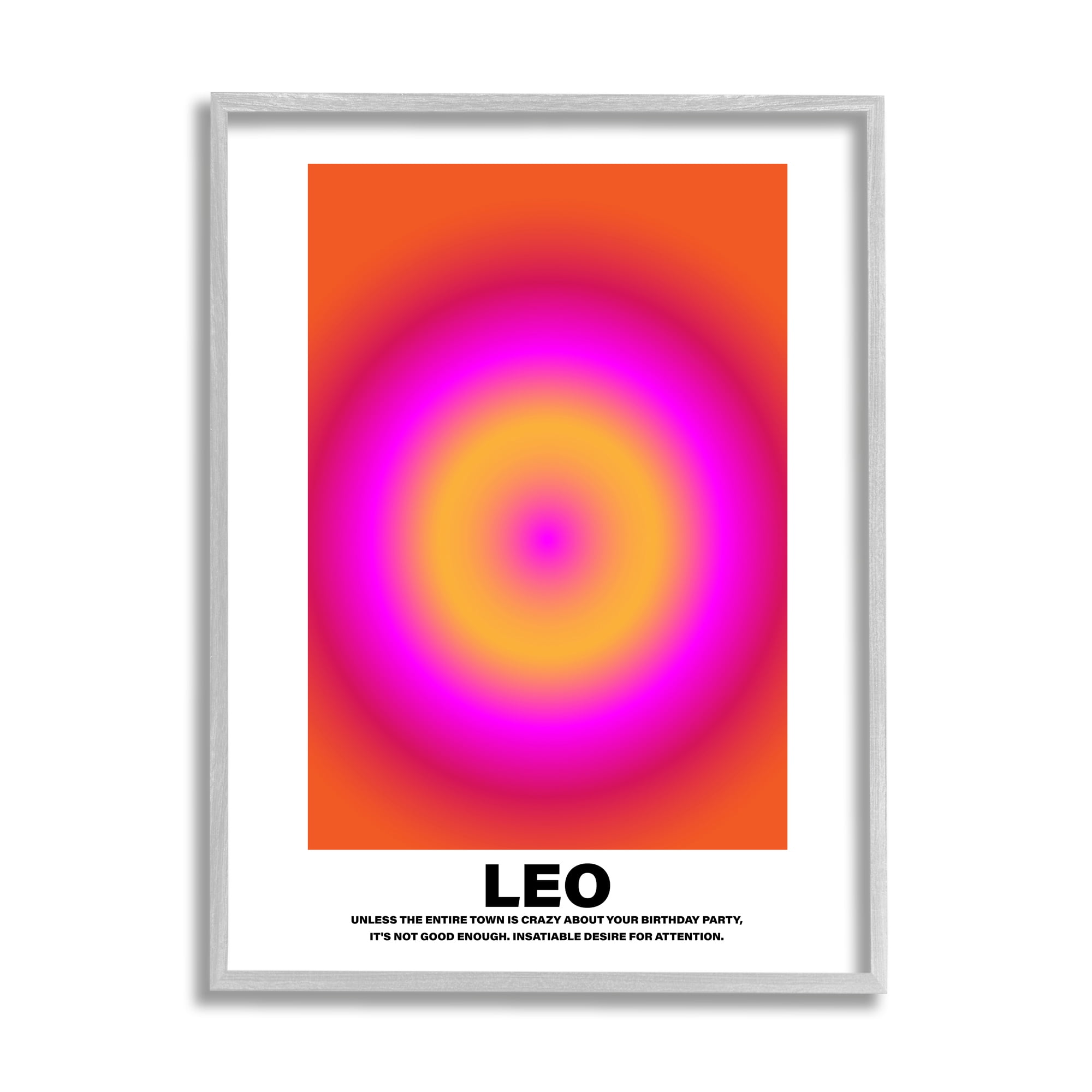 Stupell Industries Funny Leo Astrology Abstract Painting Gray Framed Art Print Wall Art, 11 x 14