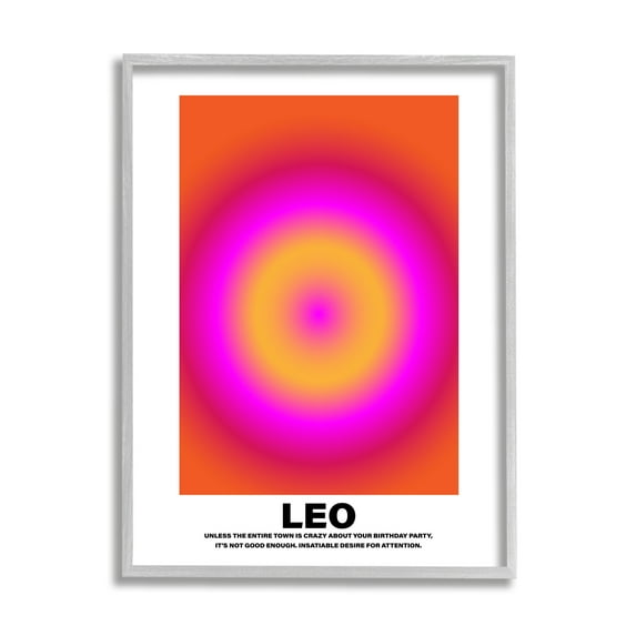 Stupell Industries Funny Leo Astrology Abstract Painting Gray Framed Art Print Wall Art, 11 x 14