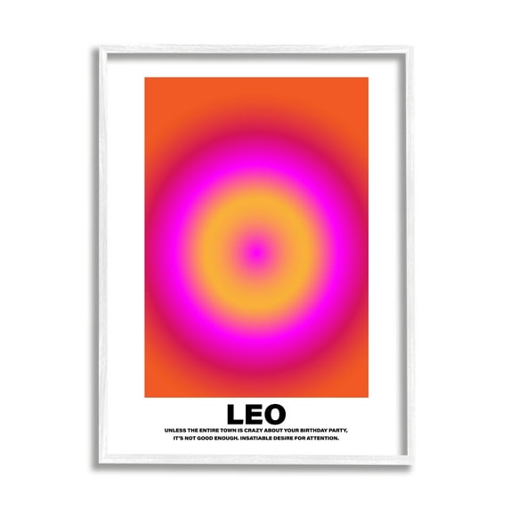 Stupell Industries Funny Leo Astrology Abstract Painting White Framed Art Print Wall Art, 11 x 14