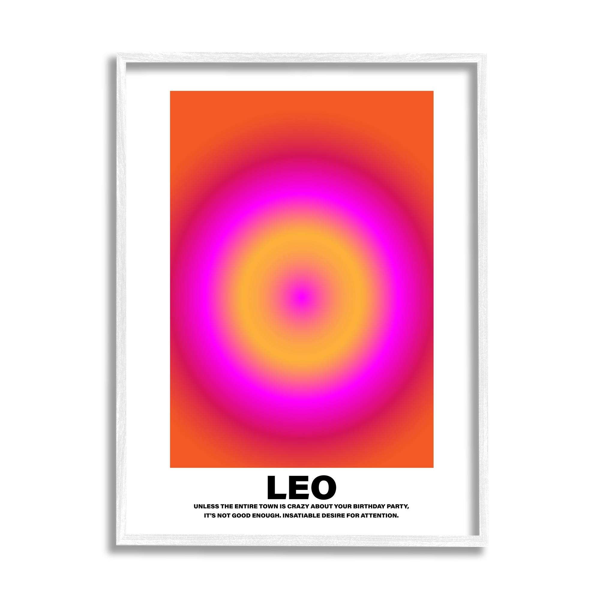 Stupell Industries Funny Leo Astrology Abstract Painting White Framed Art Print Wall Art, 24 x 30