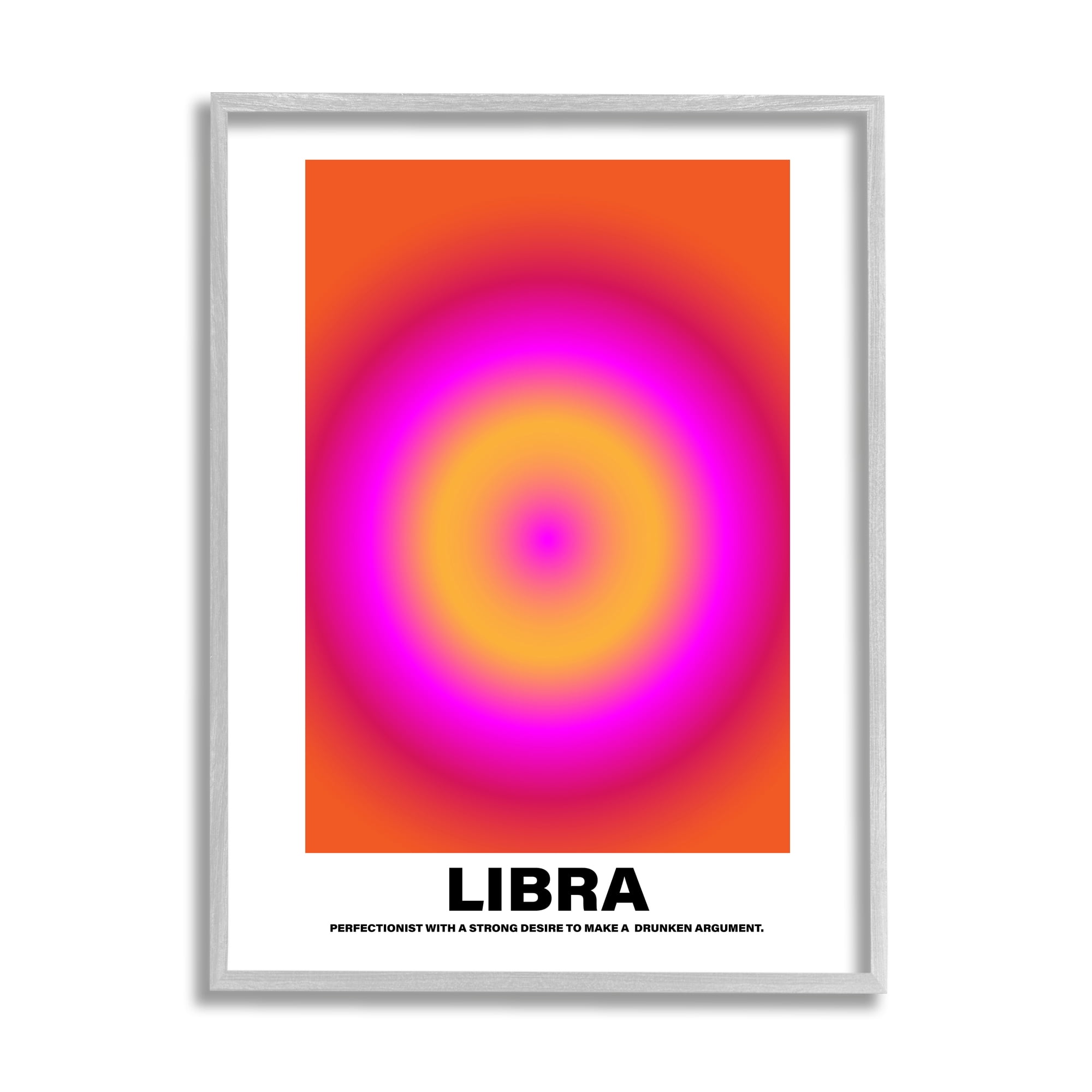 Stupell Industries Funny Libra Astrology Abstract Painting Gray Framed Art Print Wall Art, 16 x 20