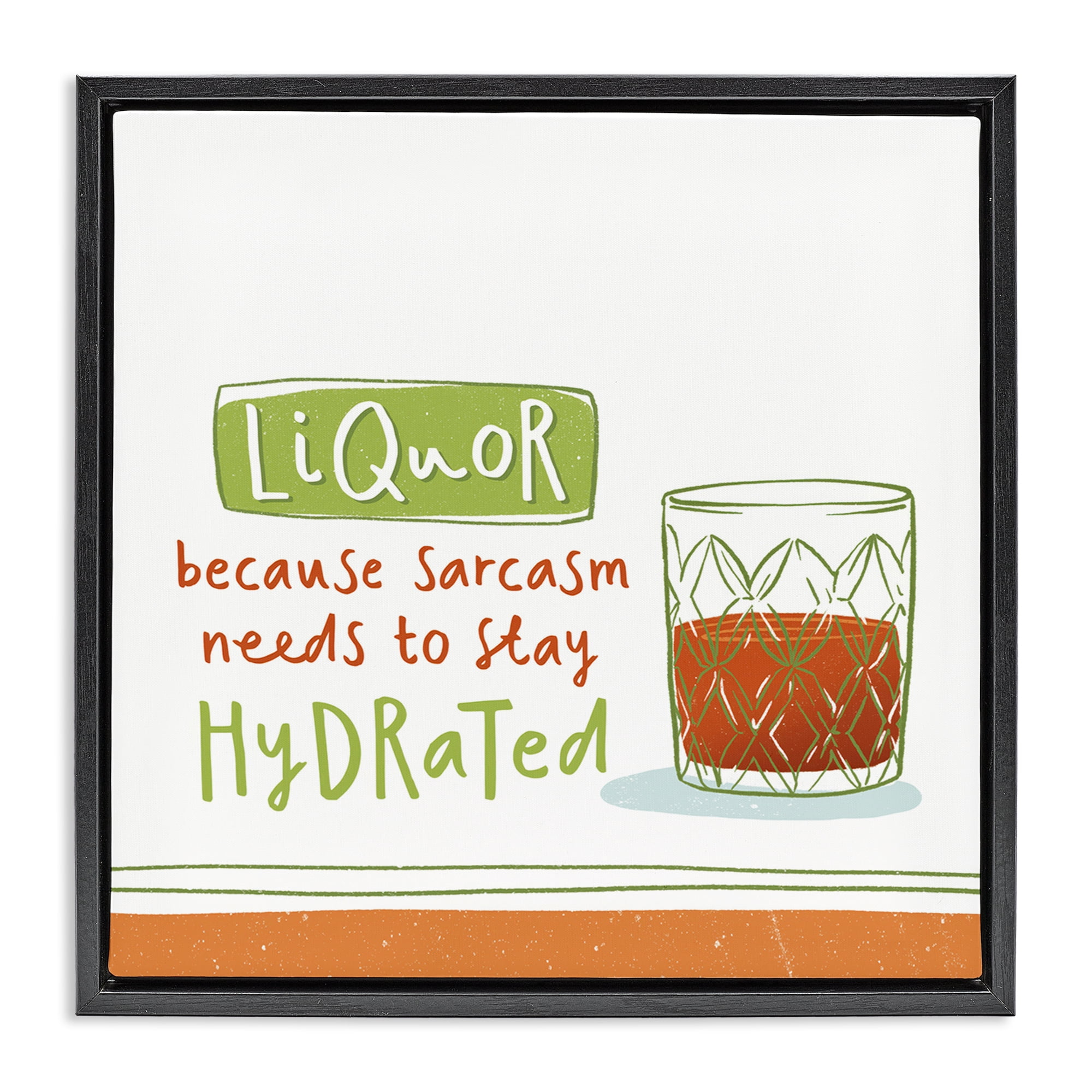 Stupell Industries Funny Liquor Phrase Food & Beverage Painting Black Floater Framed Canvas Art Print Wall Art, 18 x 18