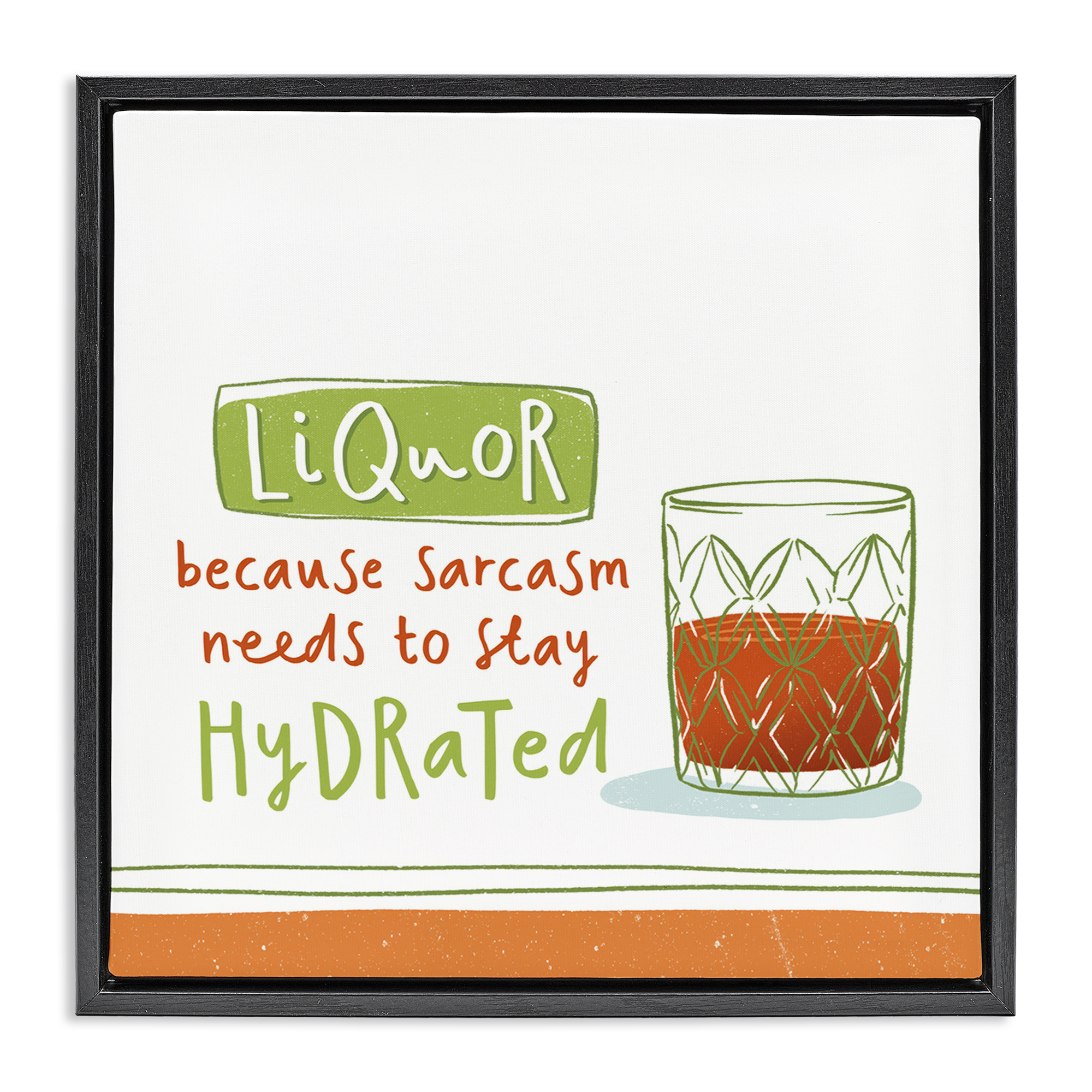 Stupell Industries Funny Liquor Phrase Food & Beverage Painting Black Floater Framed Canvas Art Print Wall Art, 25 x 25
