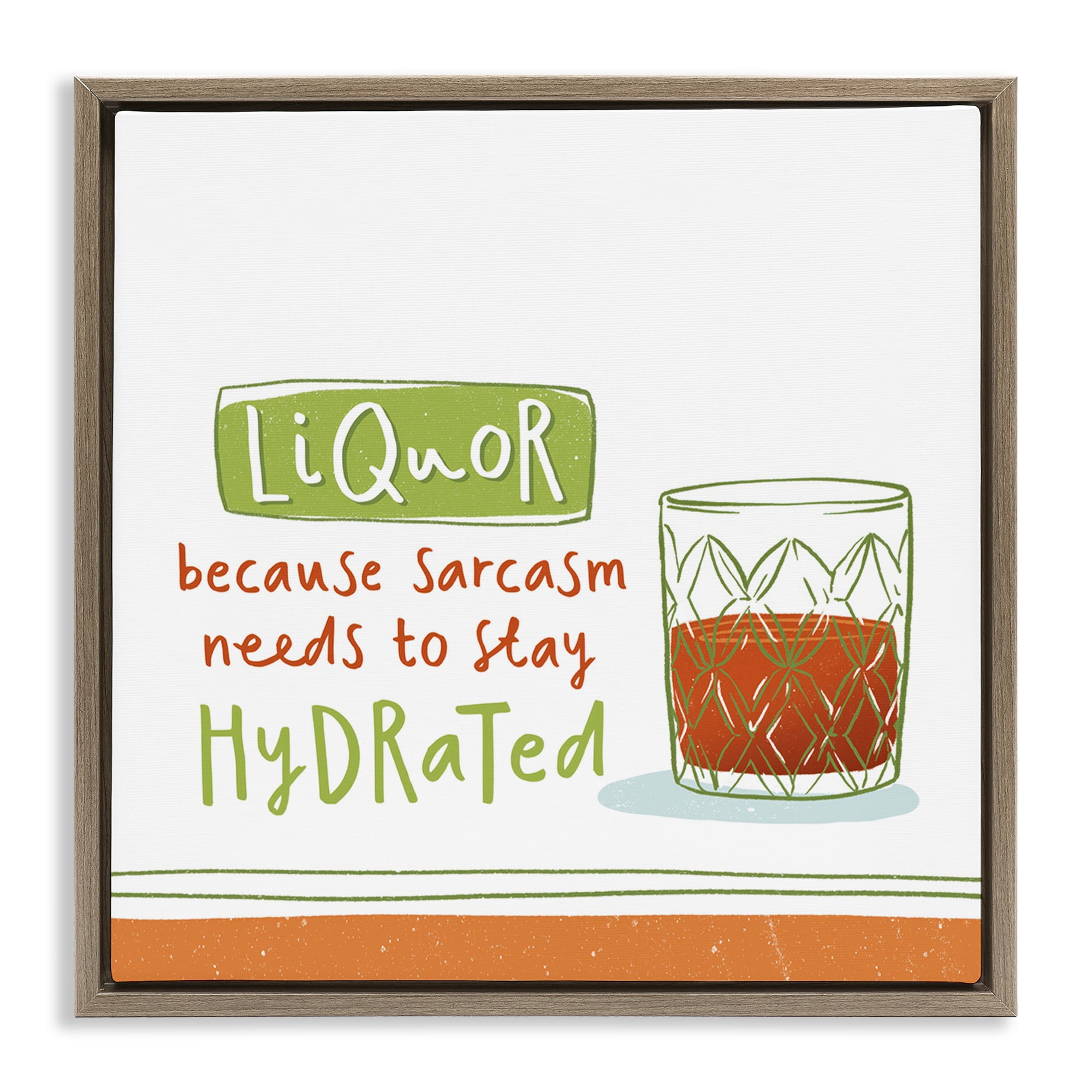 Stupell Industries Funny Liquor Phrase Food & Beverage Painting Brown Floater Framed Canvas Art Print Wall Art, 18 x 18