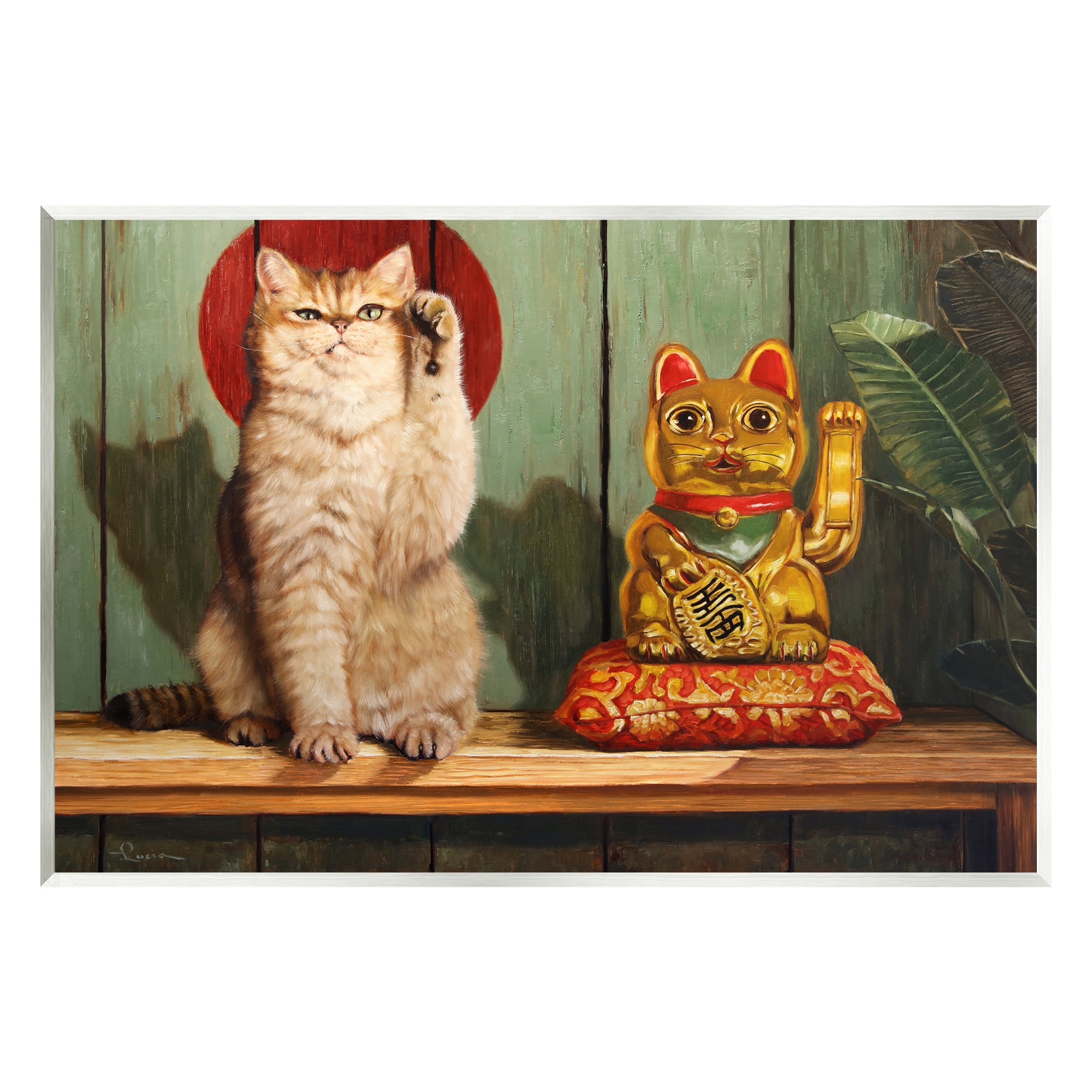 Stupell Industries Funny Lucky Cat Pose Animals & Insects Painting Unframed Art Print Wall Art, 15 x 10