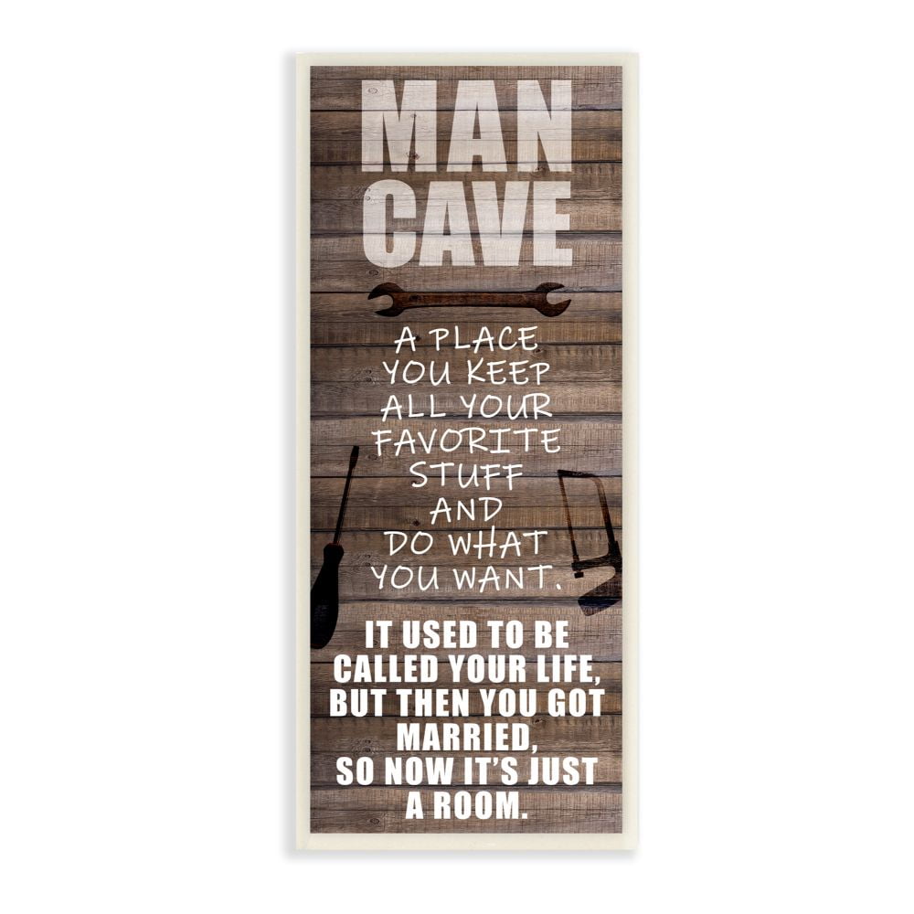 Stupell Industries Funny Man Cave Quote Work Bench Tools Family Home Wall Plaque Design by Kim Allen