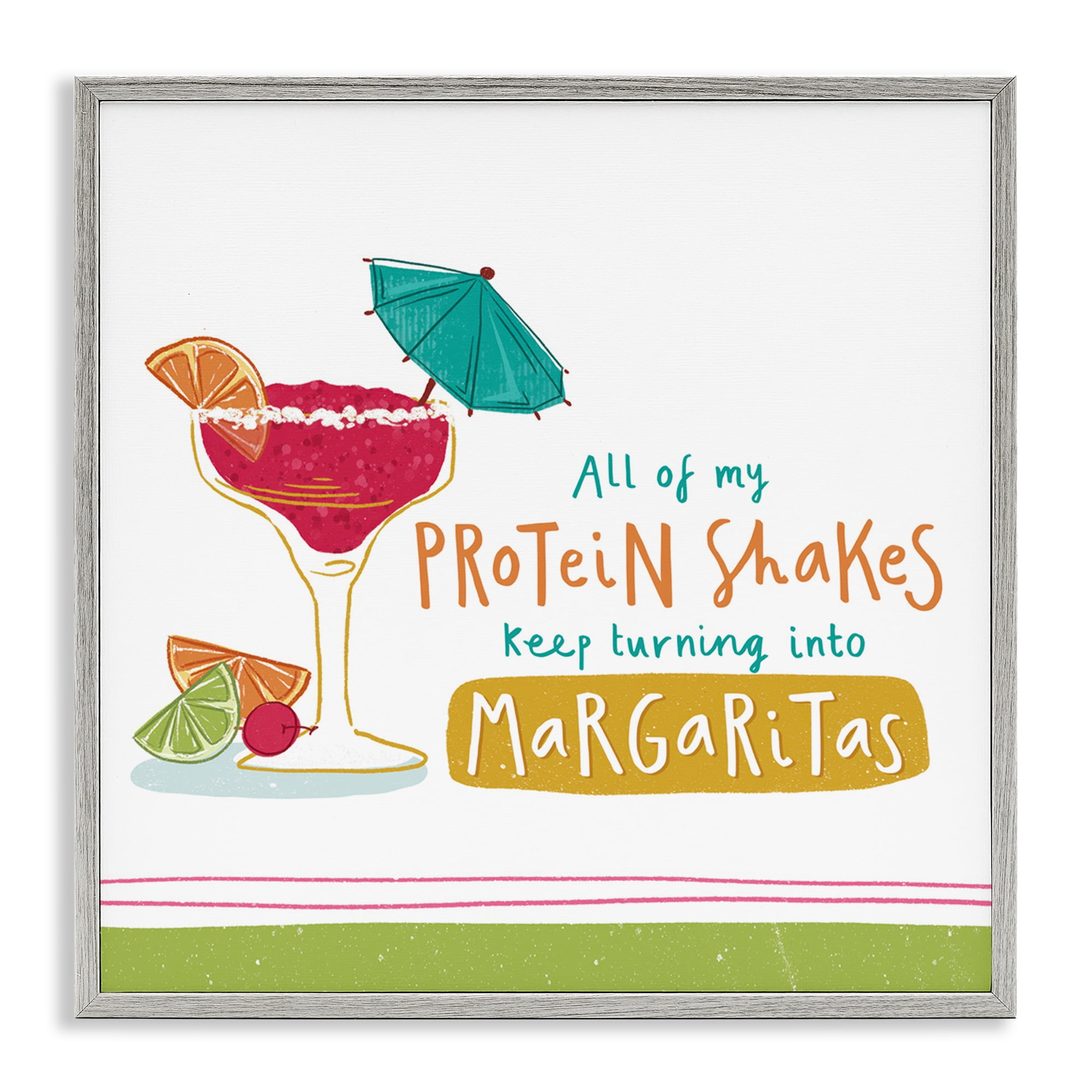 Stupell Industries Funny Margarita Phrase Food & Beverage Painting Gray Framed Art Print Wall Art, 24 x 24