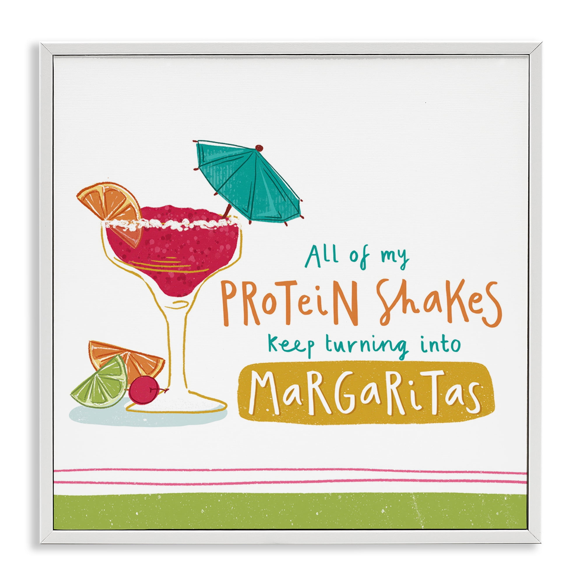 Stupell Industries Funny Margarita Phrase Food & Beverage Painting White Framed Art Print Wall Art, 24 x 24