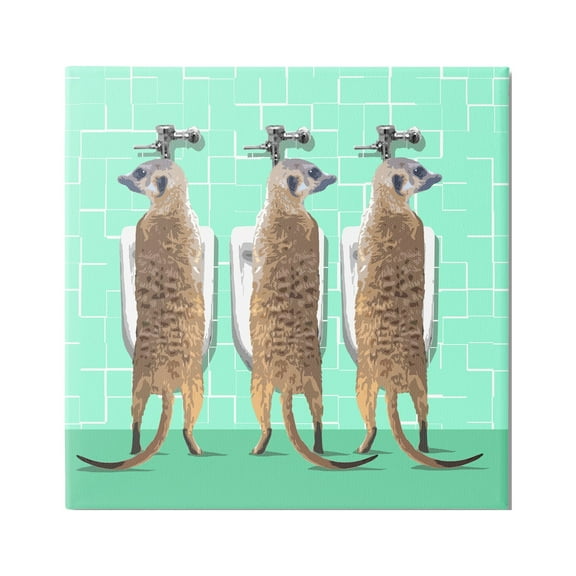 Stupell Industries Funny Meerkats Using Urinal Toilet Green Shapes Pattern Graphic Art Gallery Wrapped Canvas Print Wall Art, Design by Noah Bay
