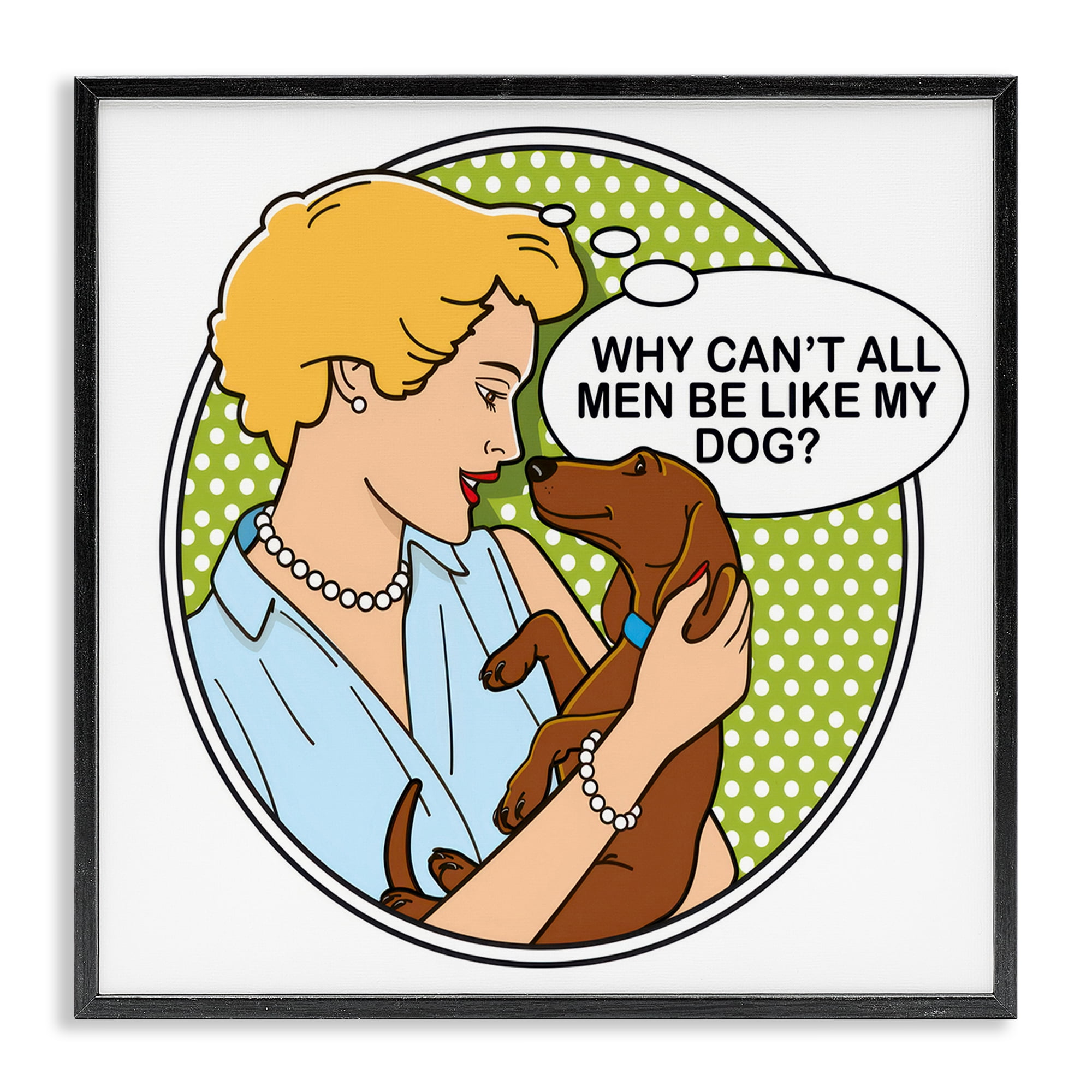 Stupell Industries Funny Men & Dogs Animals Painting Black Framed Art Print Wall Art, 17 x 17