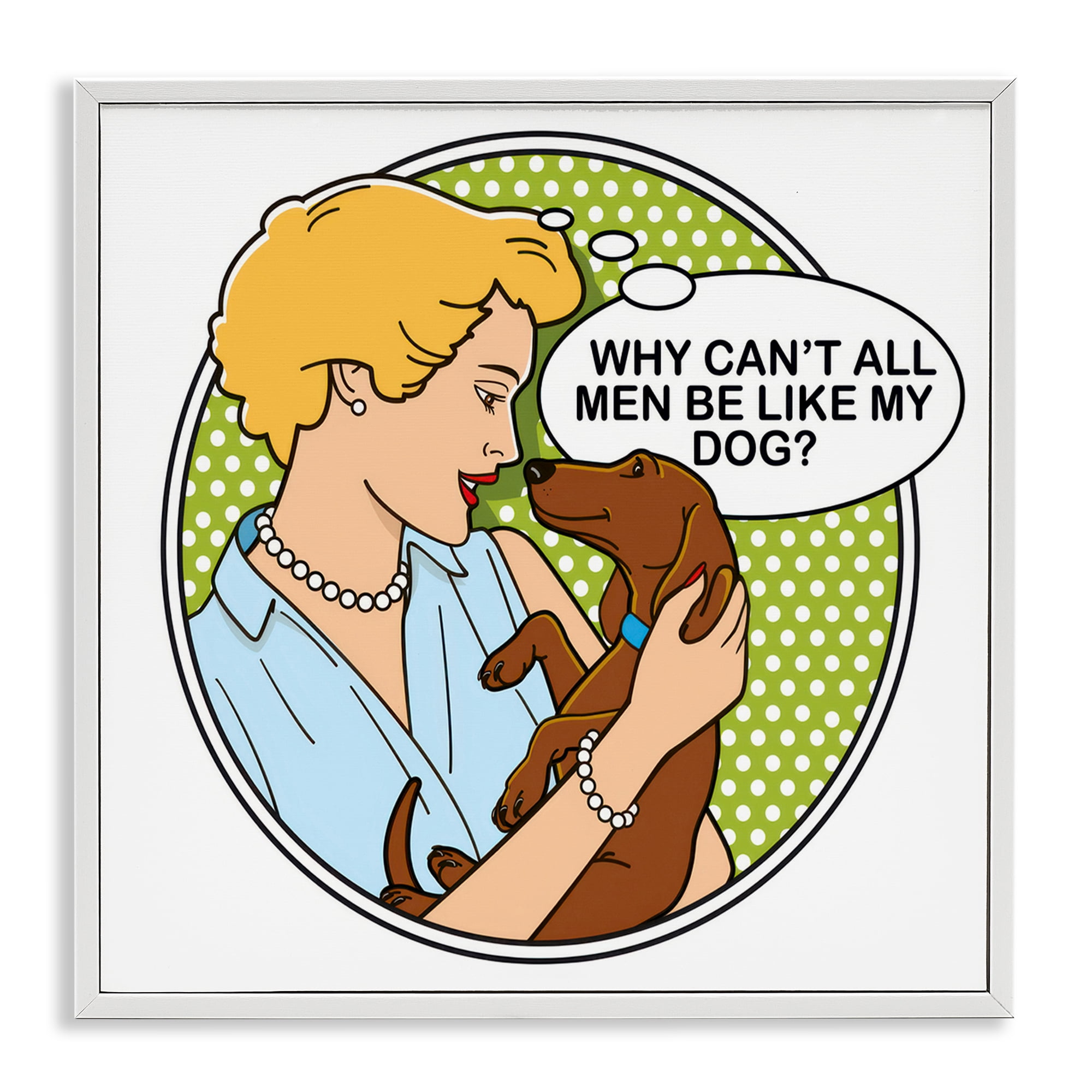 Stupell Industries Funny Men & Dogs Animals Painting White Framed Art Print Wall Art, 17 x 17