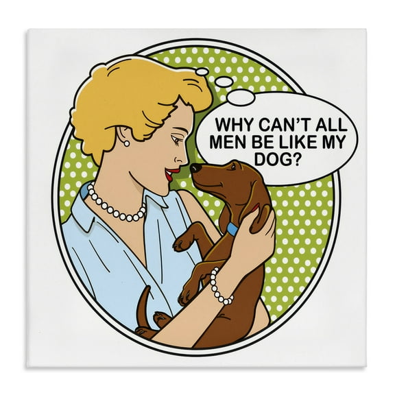 Stupell Industries Funny Men & Dogs Animals Painting Wrapped Canvas Art Print Wall Art, 17 x 17