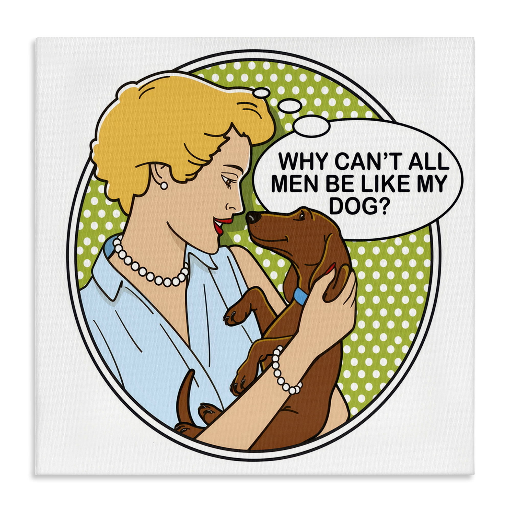 Stupell Industries Funny Men & Dogs Animals Painting Wrapped Canvas Art Print Wall Art, 24 x 24