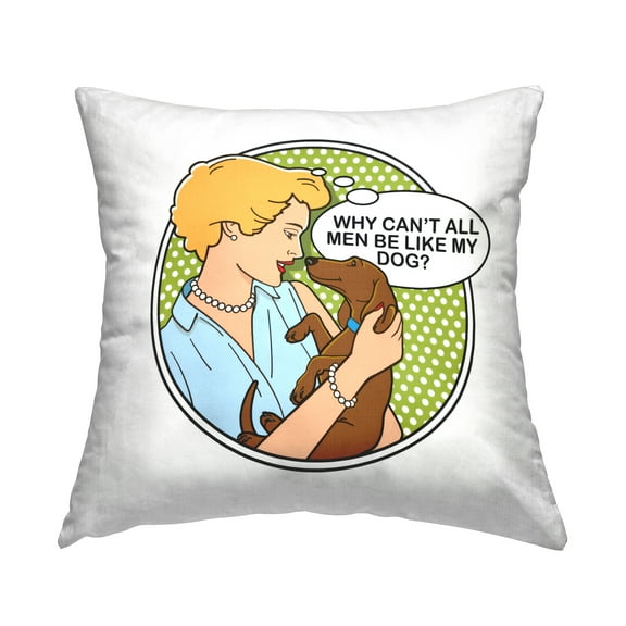 Stupell Industries Funny Men & Dogs Decorative Printed Throw Pillow Design by Dog Is Good.