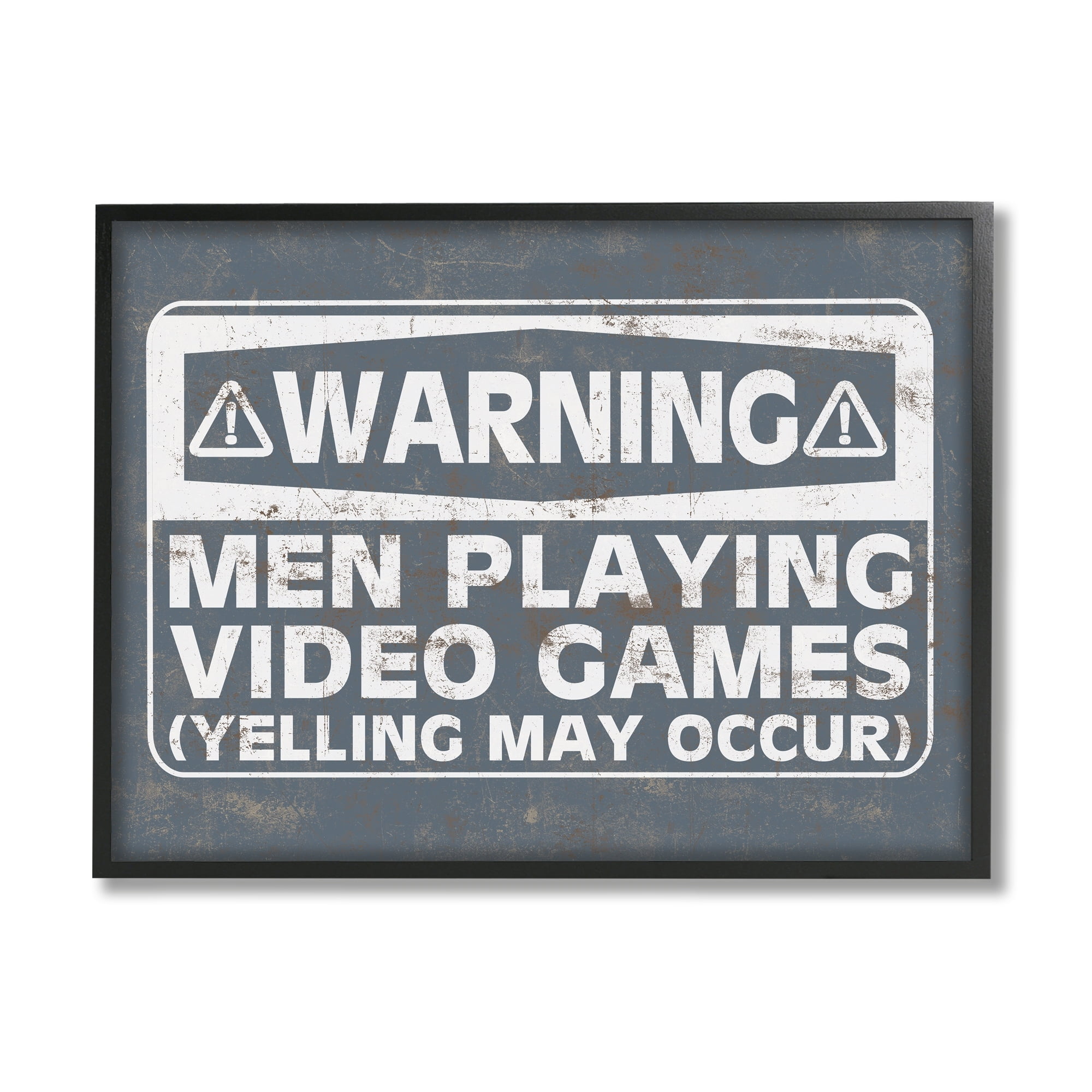 Stupell Industries Funny Men Playing Videogames Yelling Occurs Warning Sign,14 x 11, Design by Masey St. Studios