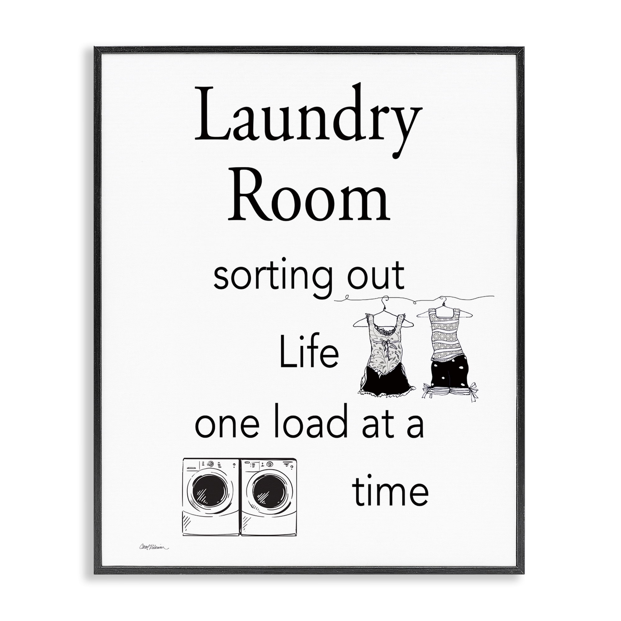 Stupell Industries Funny Minimal Laundry Phrase Bath & Laundry Painting Black Framed Art Print Wall Art, 16 x 20