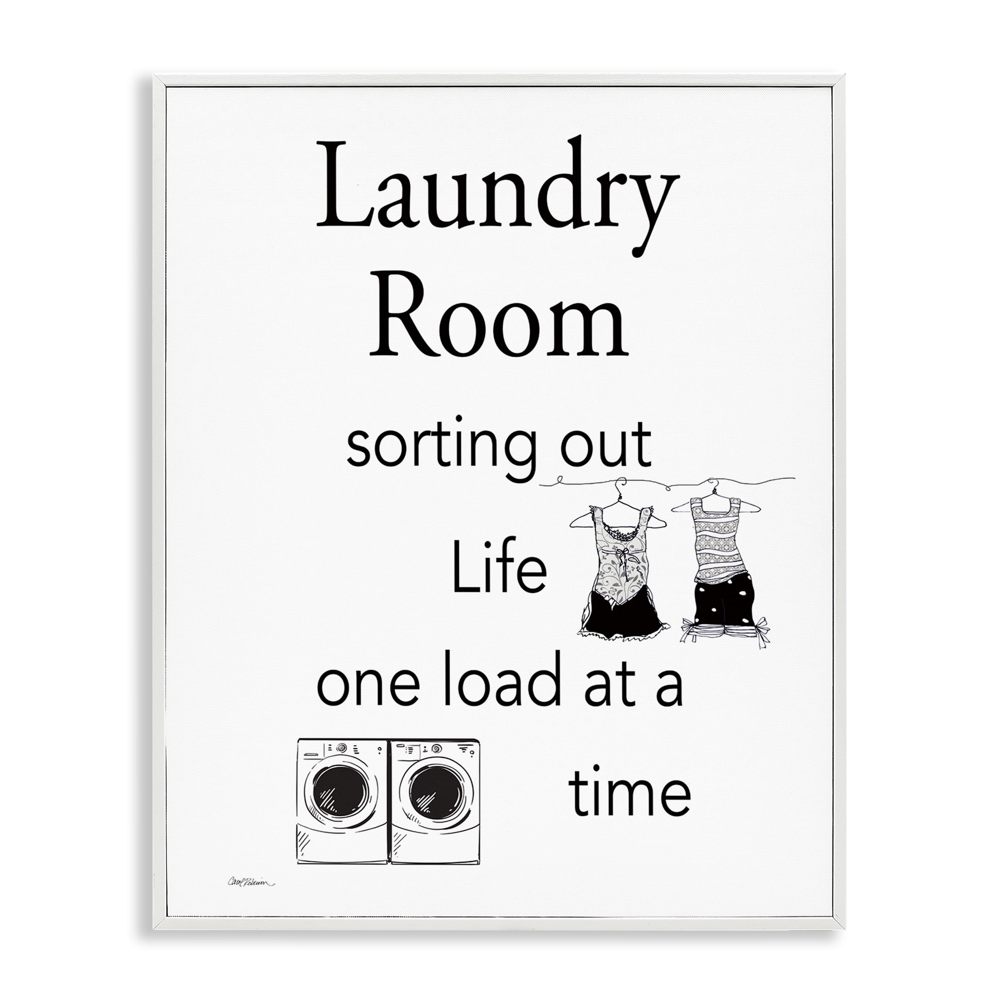 Stupell Industries Funny Minimal Laundry Phrase Bath & Laundry Painting White Framed Art Print Wall Art, 24 x 30