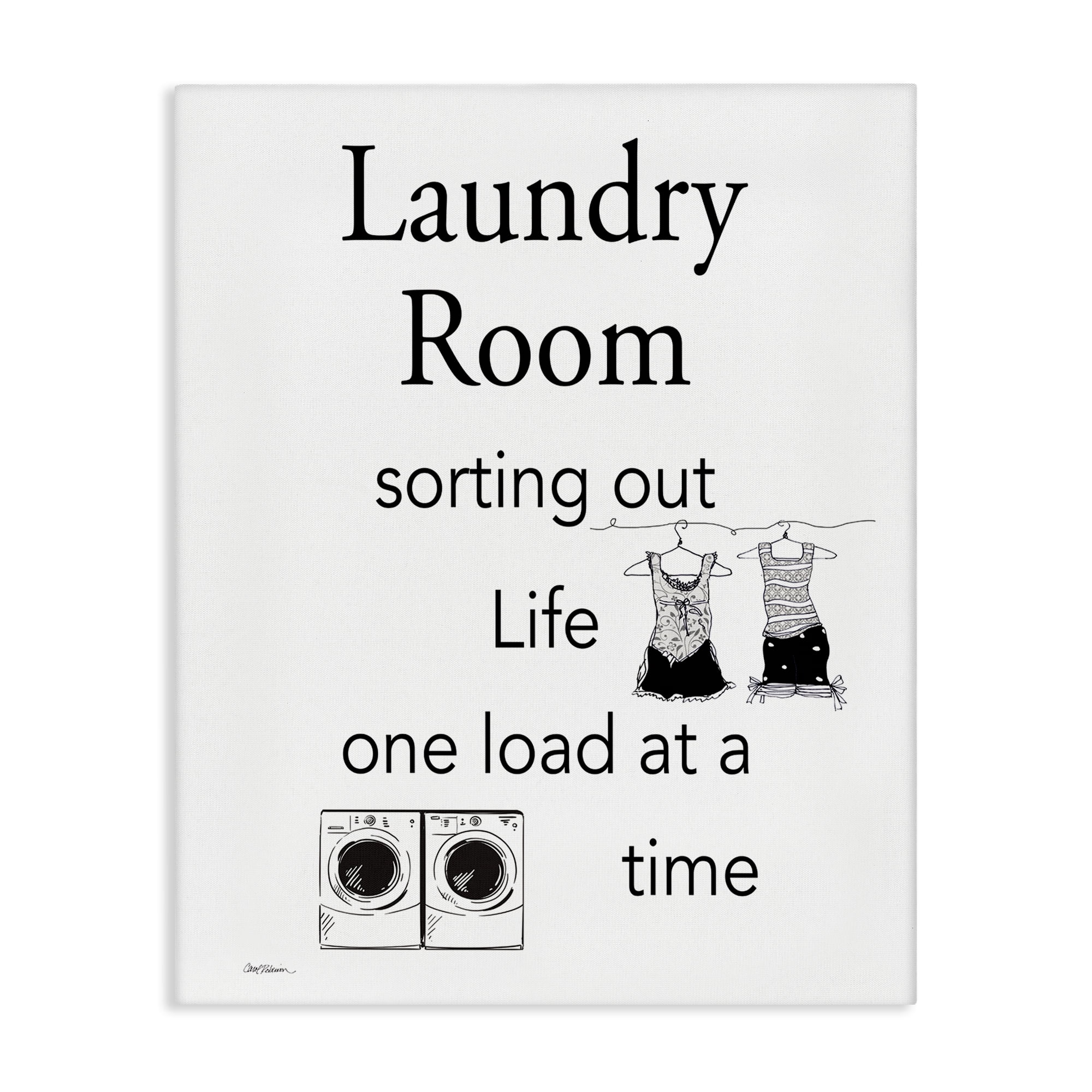 Stupell Industries Funny Minimal Laundry Phrase Bath & Laundry Painting Wrapped Canvas Art Print Wall Art, 30 x 40