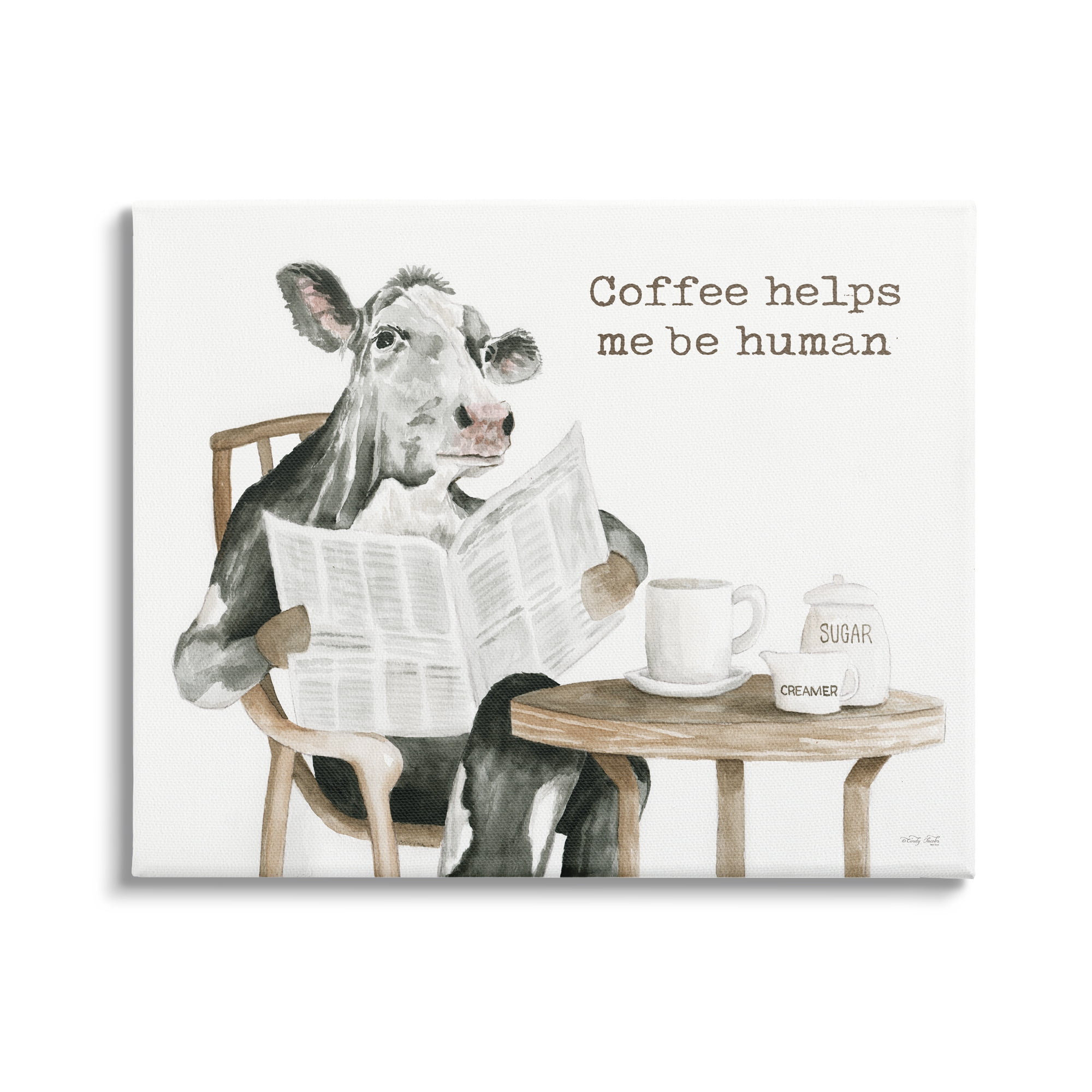 Stupell Industries Funny Morning Coffee Phrase Animals & Insects Painting Gallery Wrapped Canvas Print Wall Art, 40 x 30