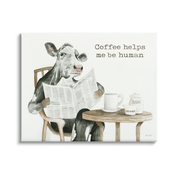 Stupell Industries Funny Morning Coffee Phrase Animals & Insects Painting Gallery Wrapped Canvas Print Wall Art, 48 x 36