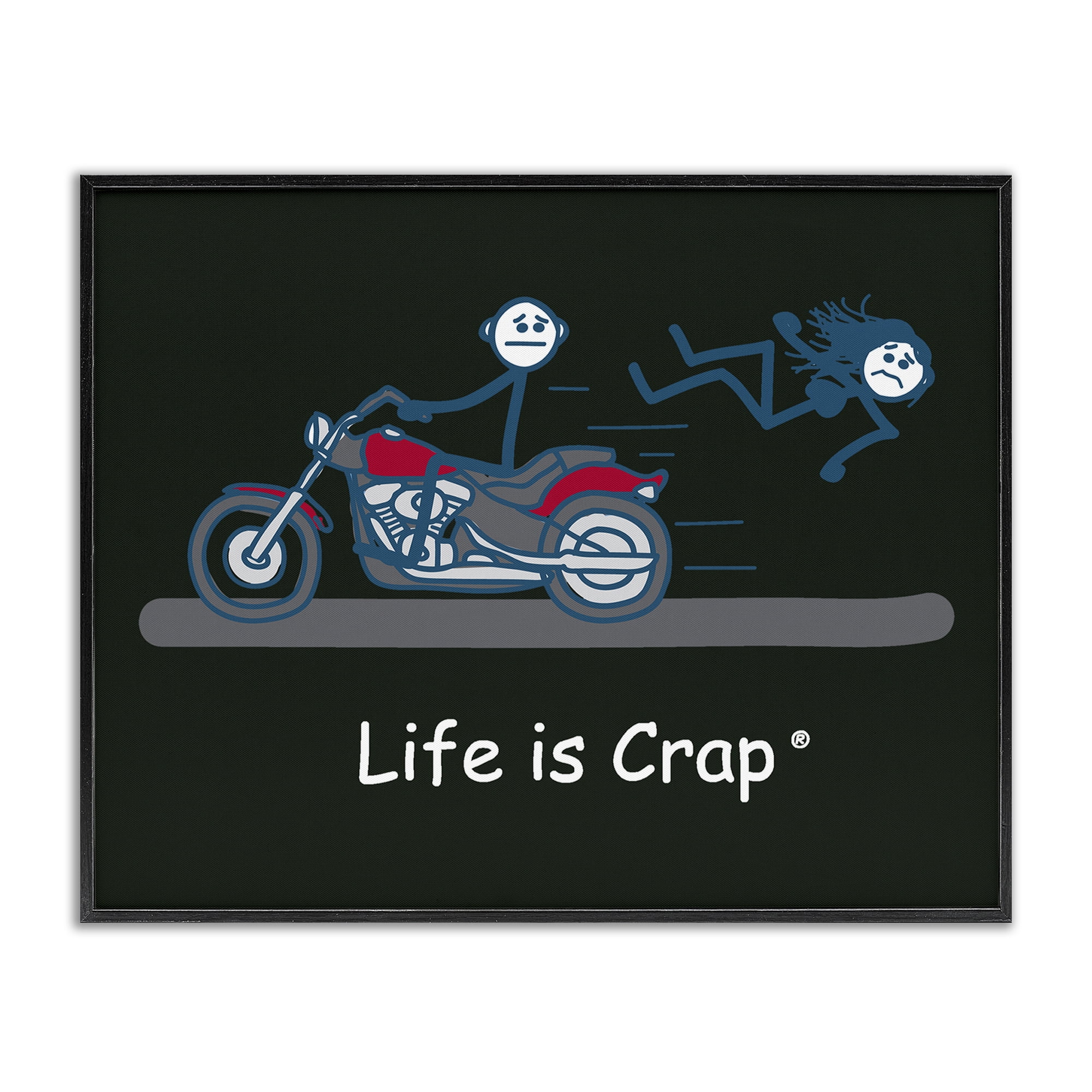 Stupell Industries Funny Motorcycle Babe Novelty & Humor Painting Black Framed Art Print Wall Art, 14 x 11