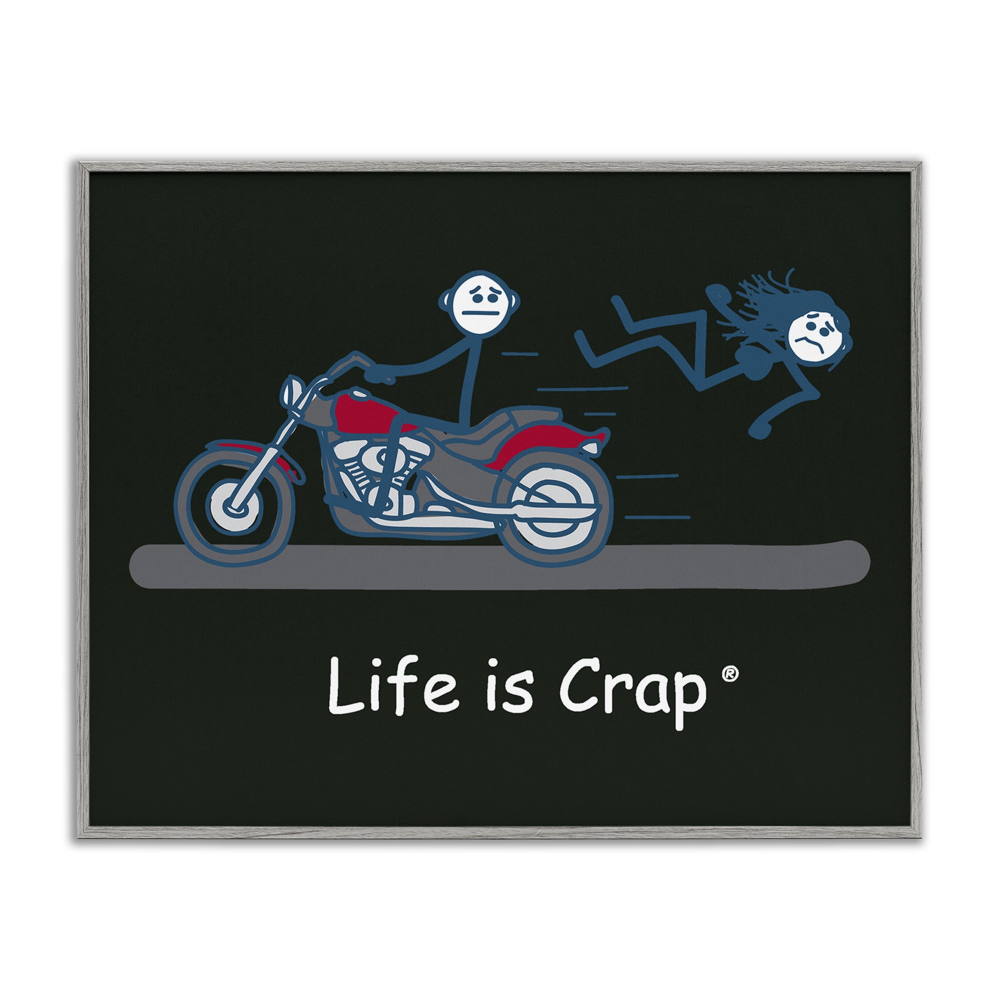 Stupell Industries Funny Motorcycle Babe Novelty & Humor Painting Gray Framed Art Print Wall Art, 14 x 11
