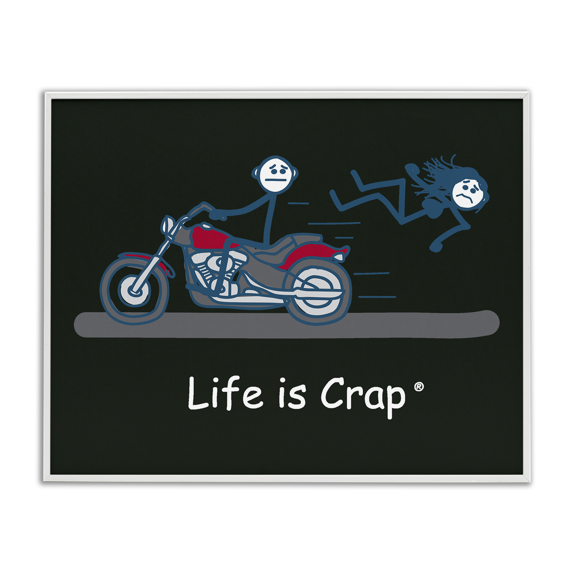 Stupell Industries Funny Motorcycle Babe Novelty & Humor Painting White Framed Art Print Wall Art, 14 x 11
