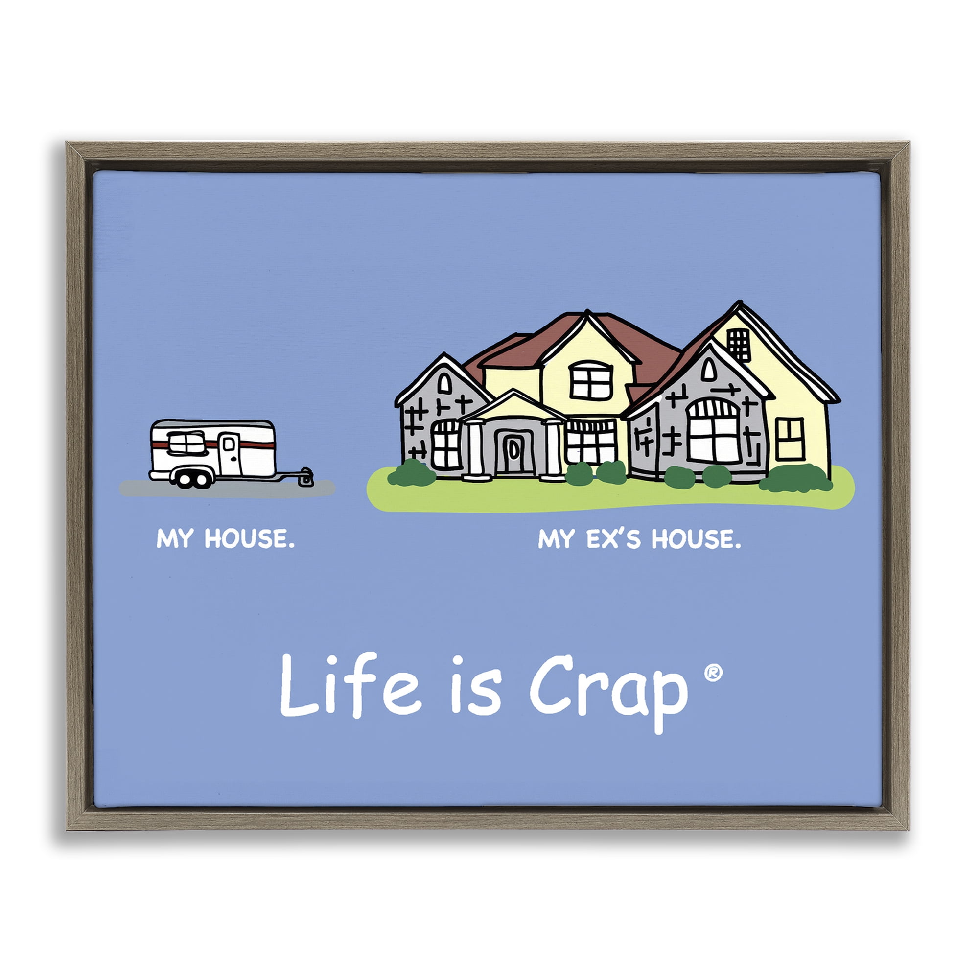Stupell Industries Funny My House Novelty & Humor Painting Brown Floater Framed Canvas Art Print Wall Art, 21 x 17