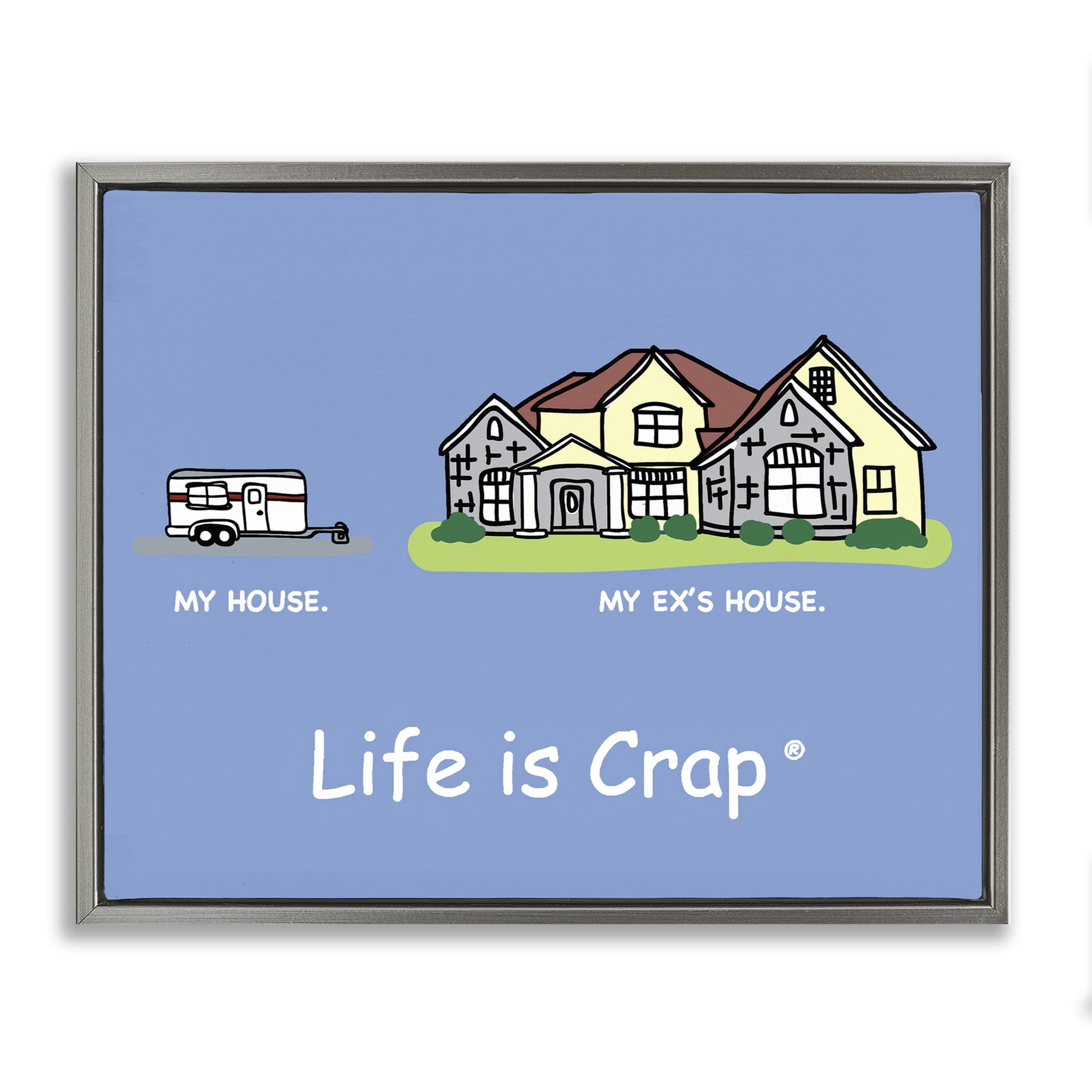 Stupell Industries Funny My House Novelty & Humor Painting Gray Floater Framed Canvas Art Print Wall Art, 21 x 17