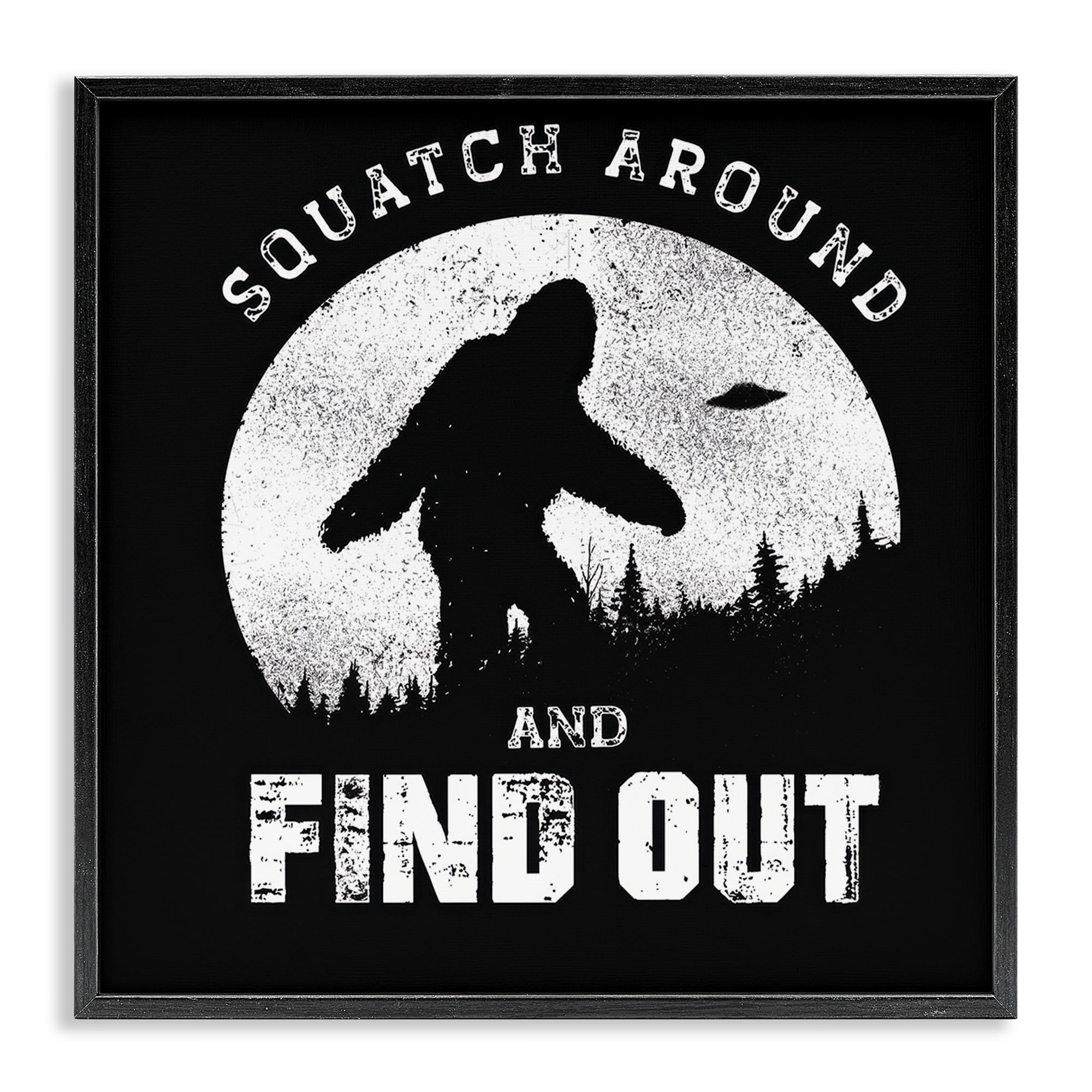 Stupell Industries Funny Mythical Monster Saying Novelty & Humor Painting Black Framed Art Print Wall Art, 24 x 24