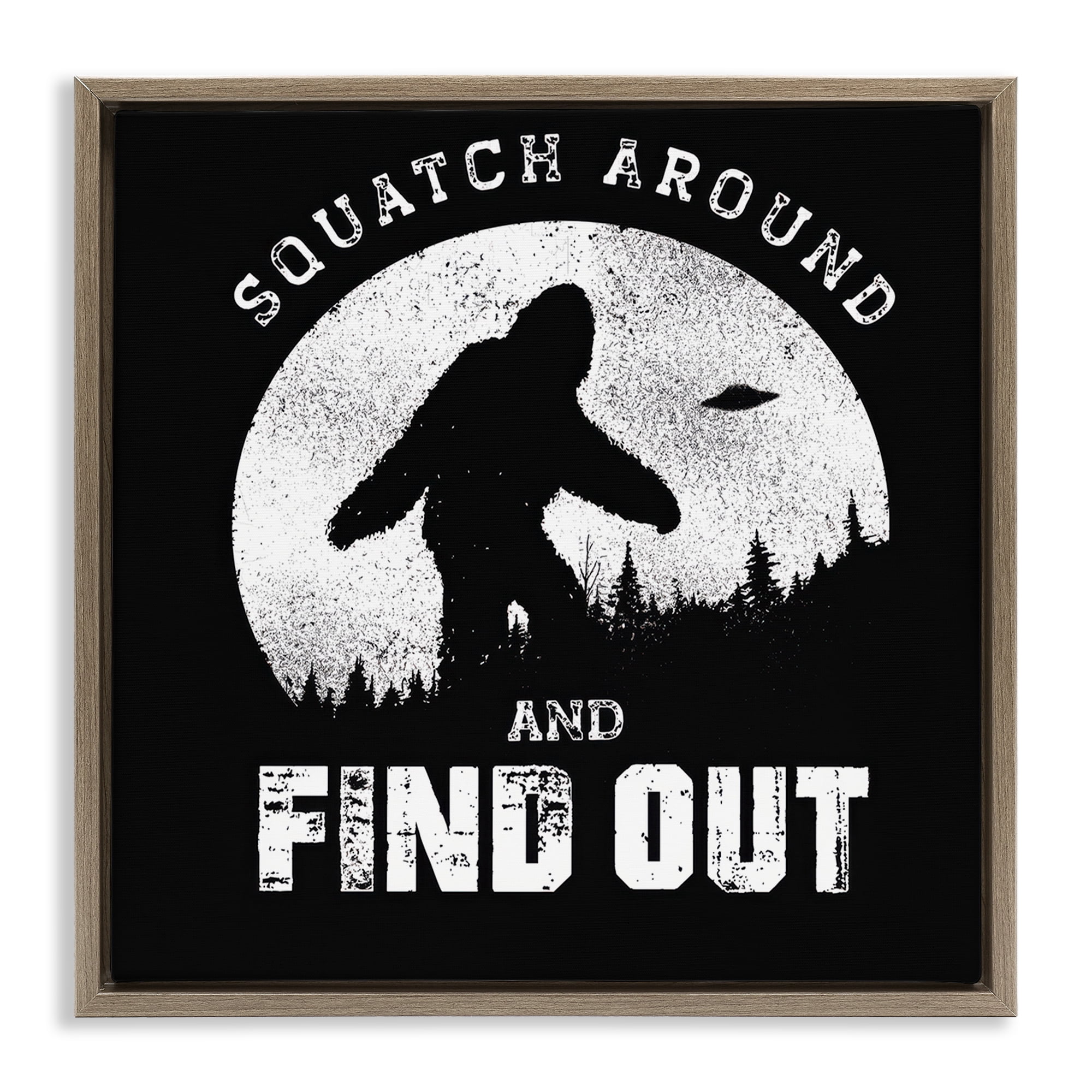 Stupell Industries Funny Mythical Monster Saying Novelty & Humor Painting Brown Floater Framed Canvas Art Print Wall Art, 25 x 25