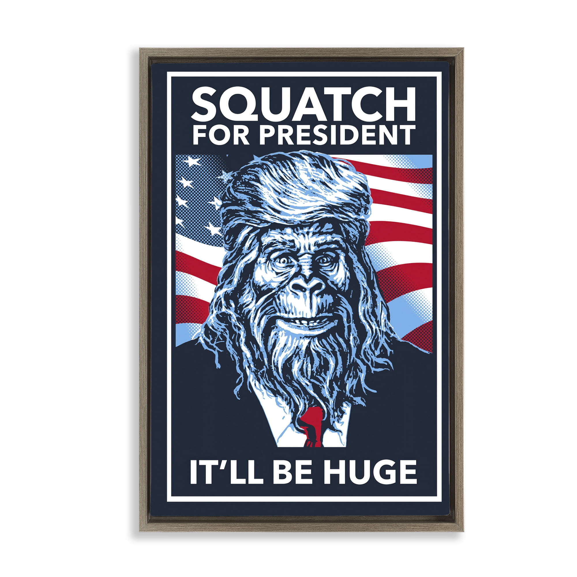 Stupell Industries Funny Mythical President Novelty Painting Brown Floater Framed Art Print Wall Art, 21 x 31