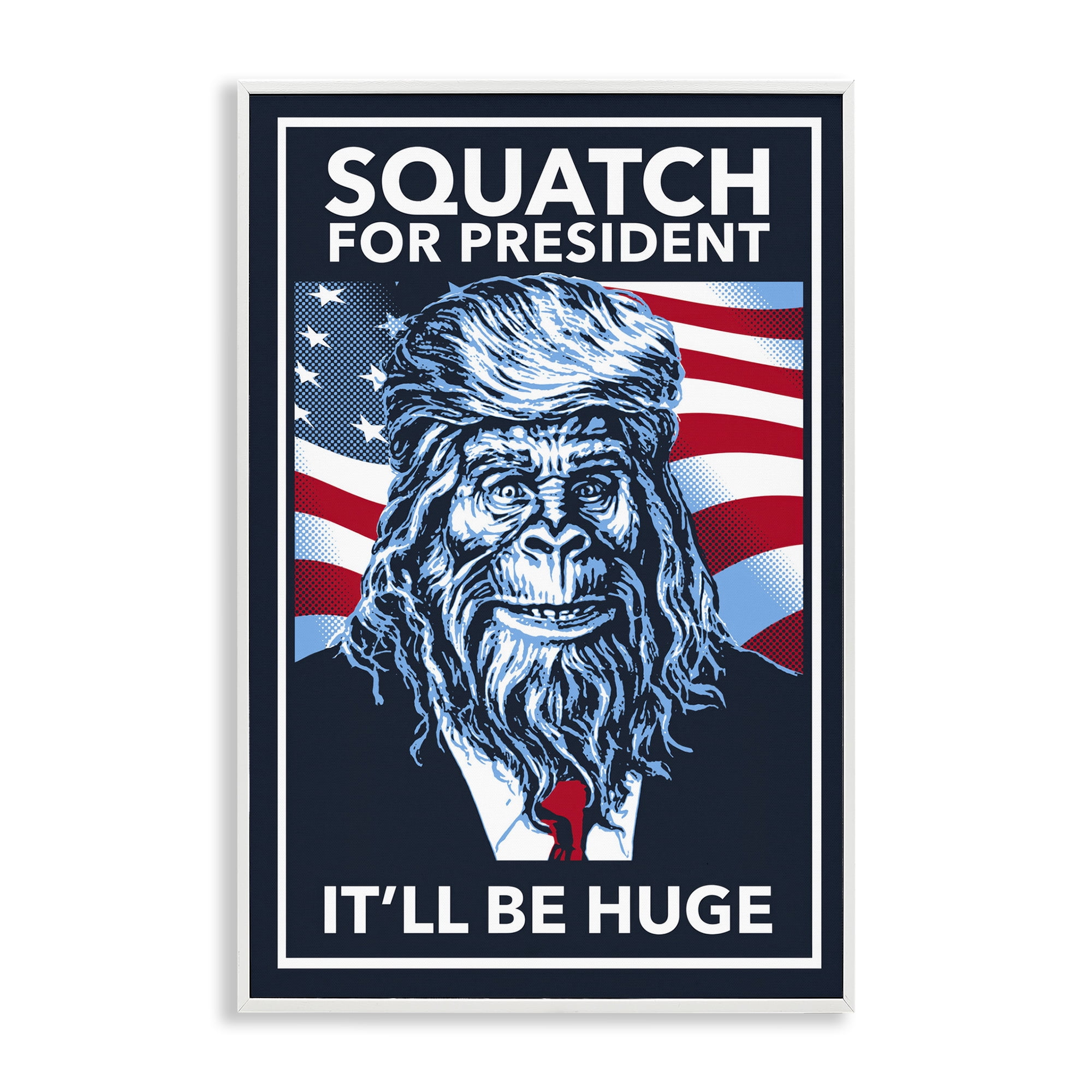 Stupell Industries Funny Mythical President Novelty Painting White Framed Art Print Wall Art, 16 x 24