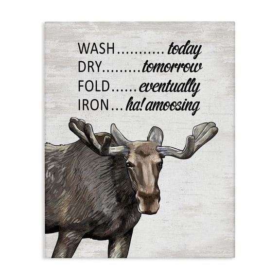 Stupell Industries Funny No Ironing Laundry Quotes and Sayings Painting Wrapped Canvas Canvas Art Print Wall Art, 24 x 30