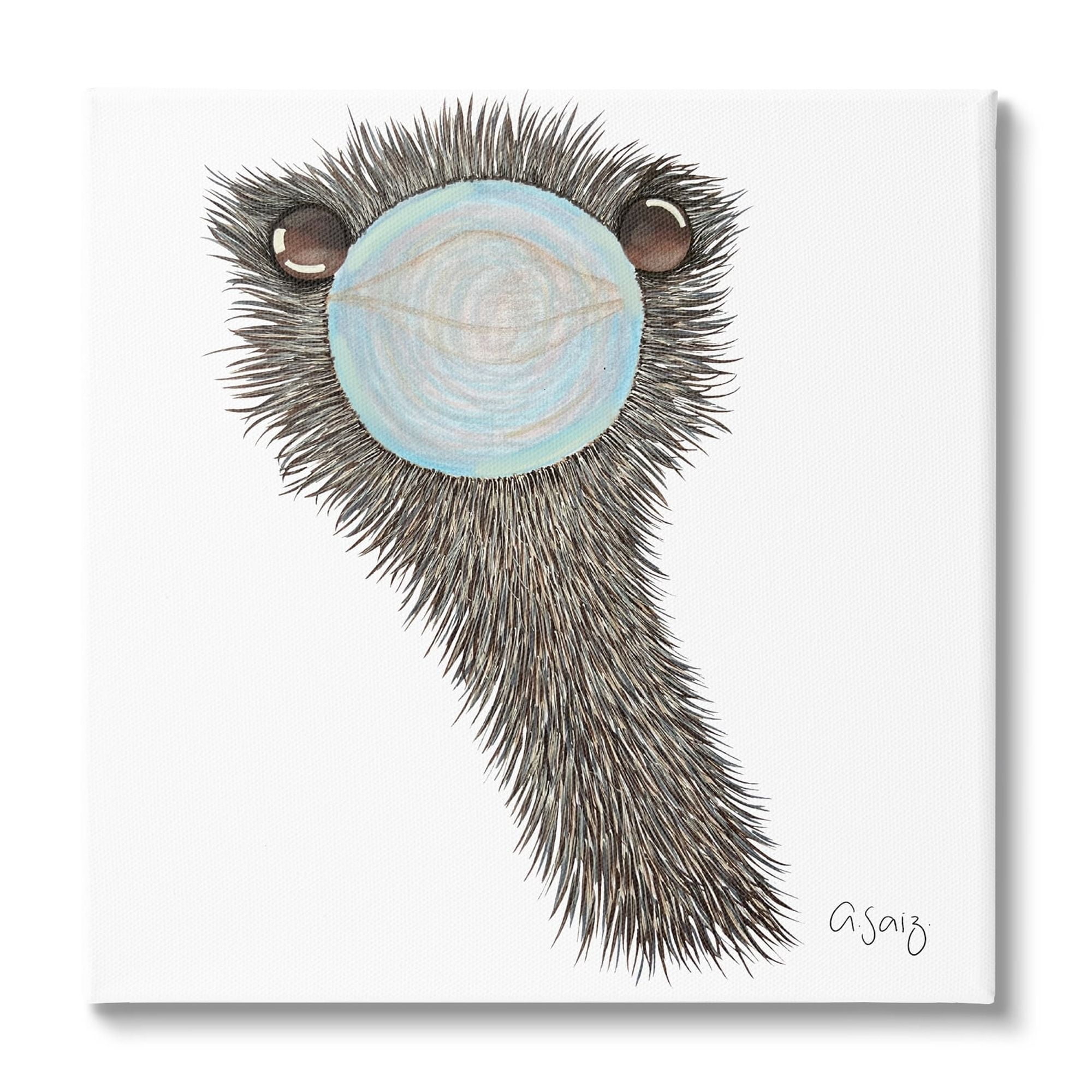 Stupell Industries Funny Ostrich Blowing Bubblegum Animals & Insects Painting Gallery Wrapped Canvas Print Wall Art
