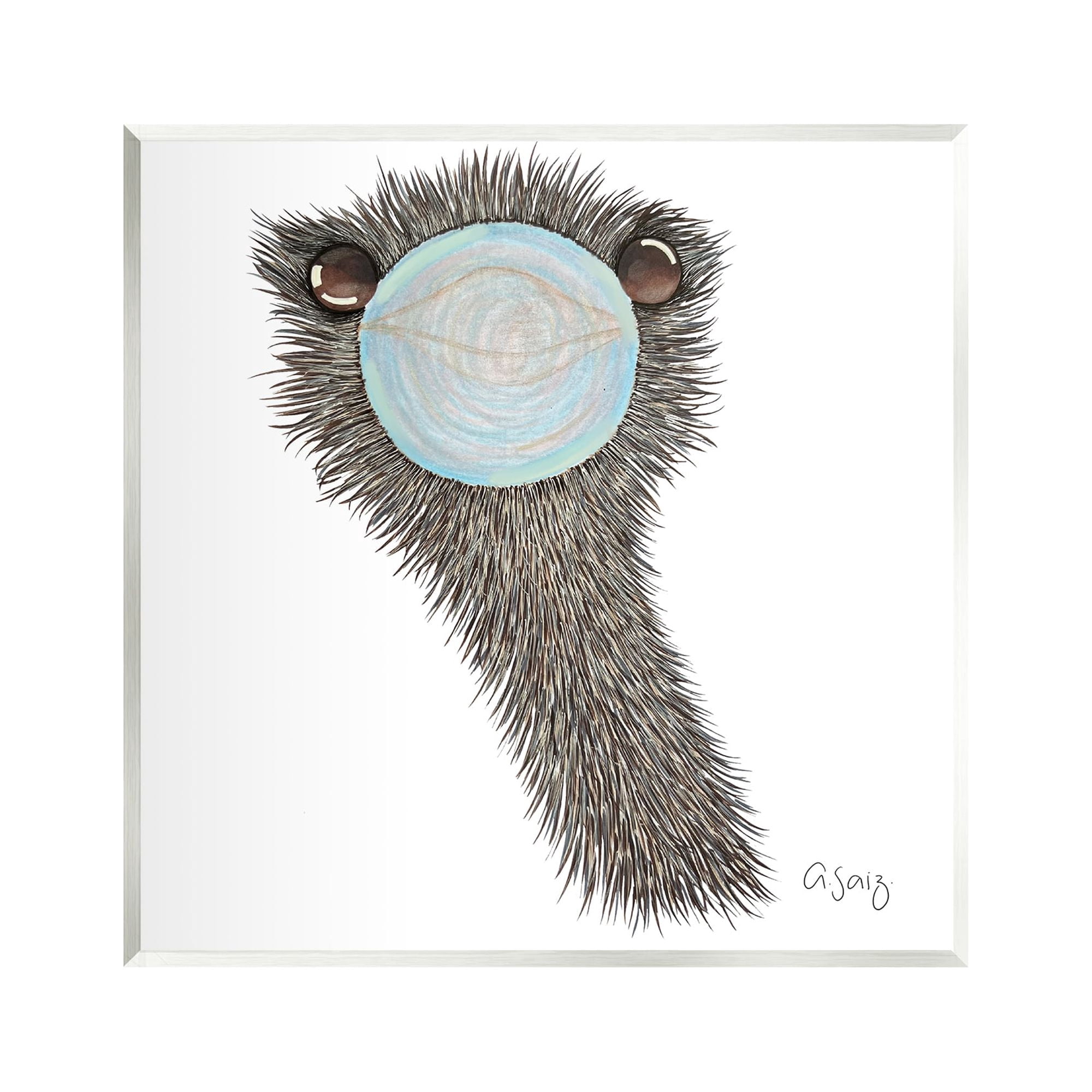 Stupell Industries Funny Ostrich Blowing Bubblegum Animals & Insects Painting Unframed Art Print Wall Art