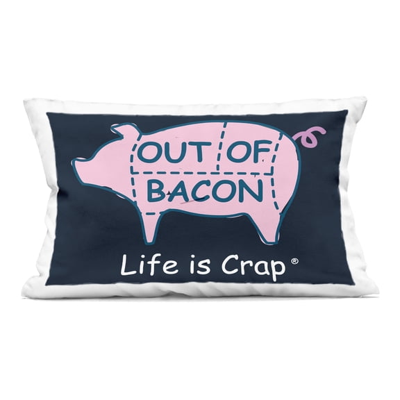 Stupell Industries Funny Out Of Bacon 14" x 20" Novelty & Humor Print Polyester Throw Pillow, Zip Closure 1 Count