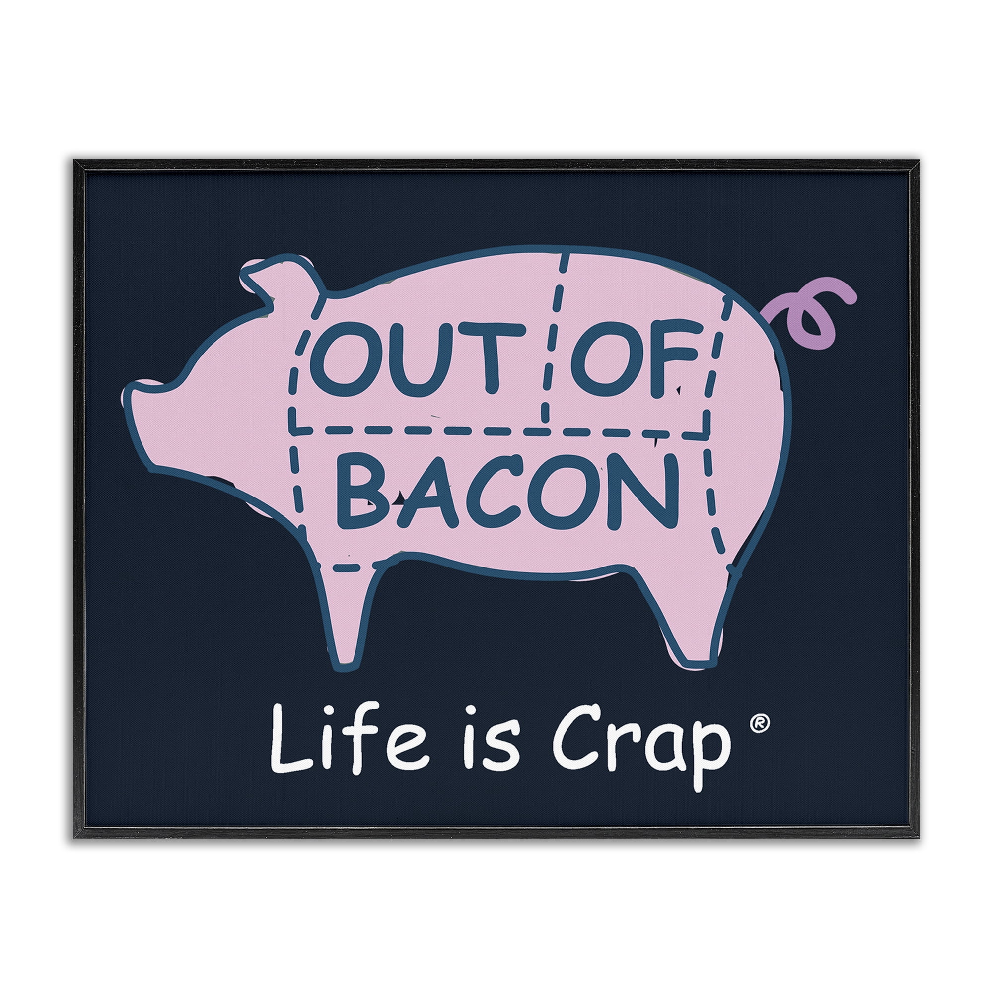 Stupell Industries Funny Out Of Bacon Novelty & Humor Painting Black Framed Art Print Wall Art, 20 x 16