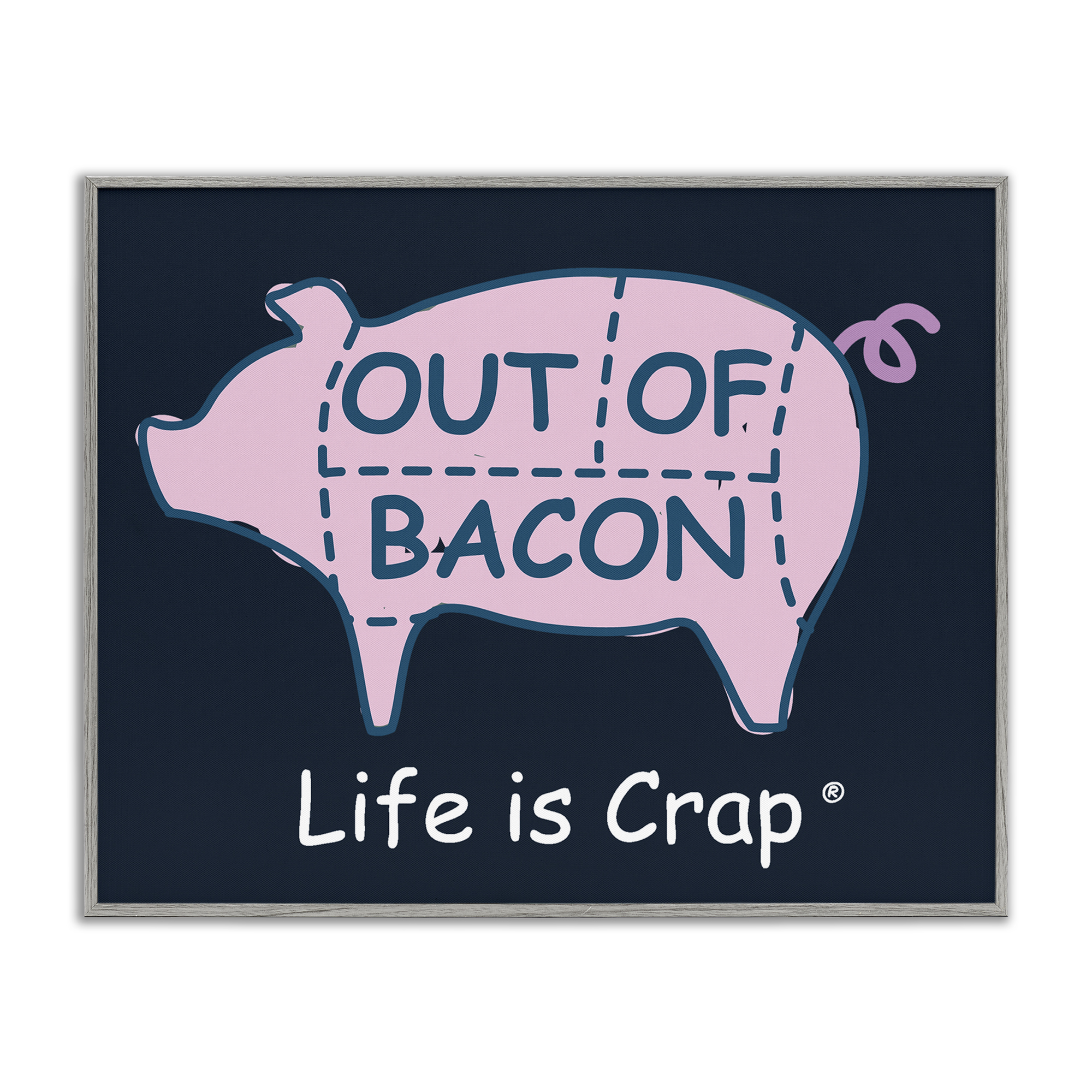 Stupell Industries Funny Out Of Bacon Novelty & Humor Painting Gray Framed Art Print Wall Art, 14 x 11