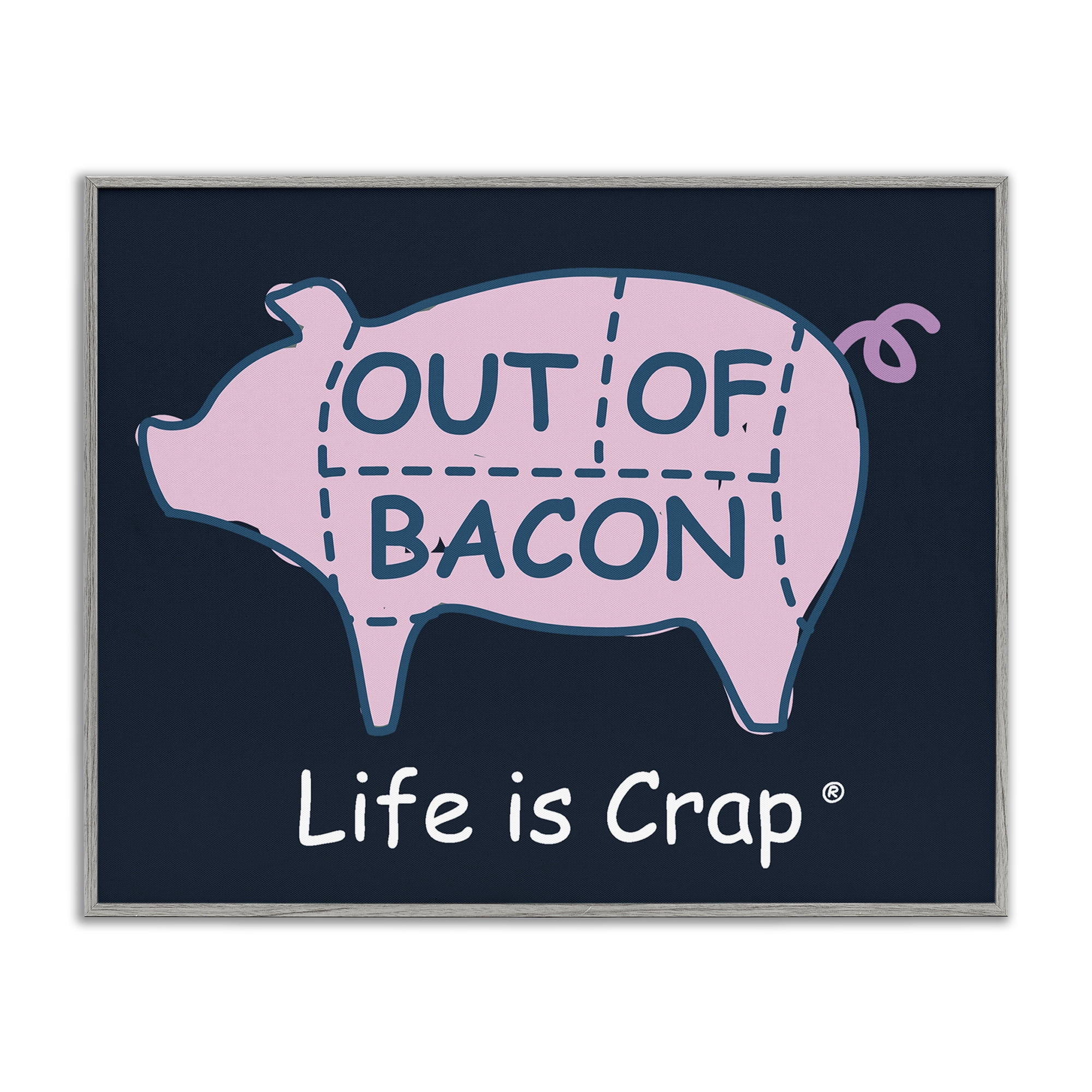 Stupell Industries Funny Out Of Bacon Novelty & Humor Painting Gray Framed Art Print Wall Art, 20 x 16