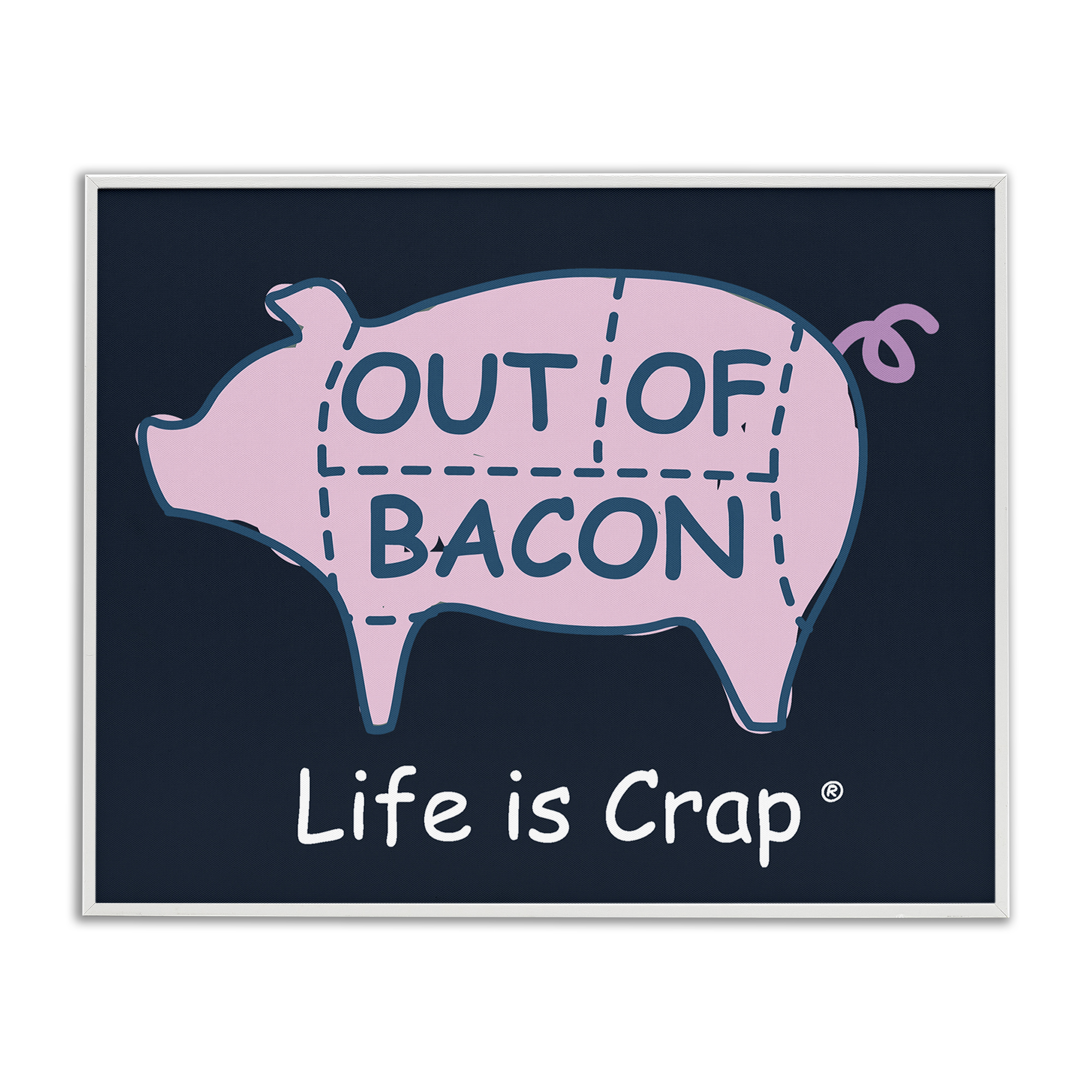 Stupell Industries Funny Out Of Bacon Novelty & Humor Painting White Framed Art Print Wall Art, 20 x 16