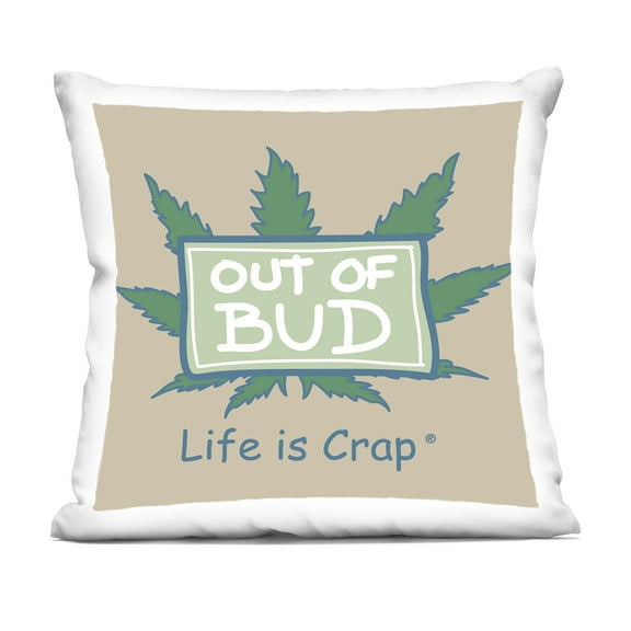 Stupell Industries Funny Out Of Bud 18" x 18" Novelty & Humor Print Polyester Throw Pillow, Zip Closure 1 Count
