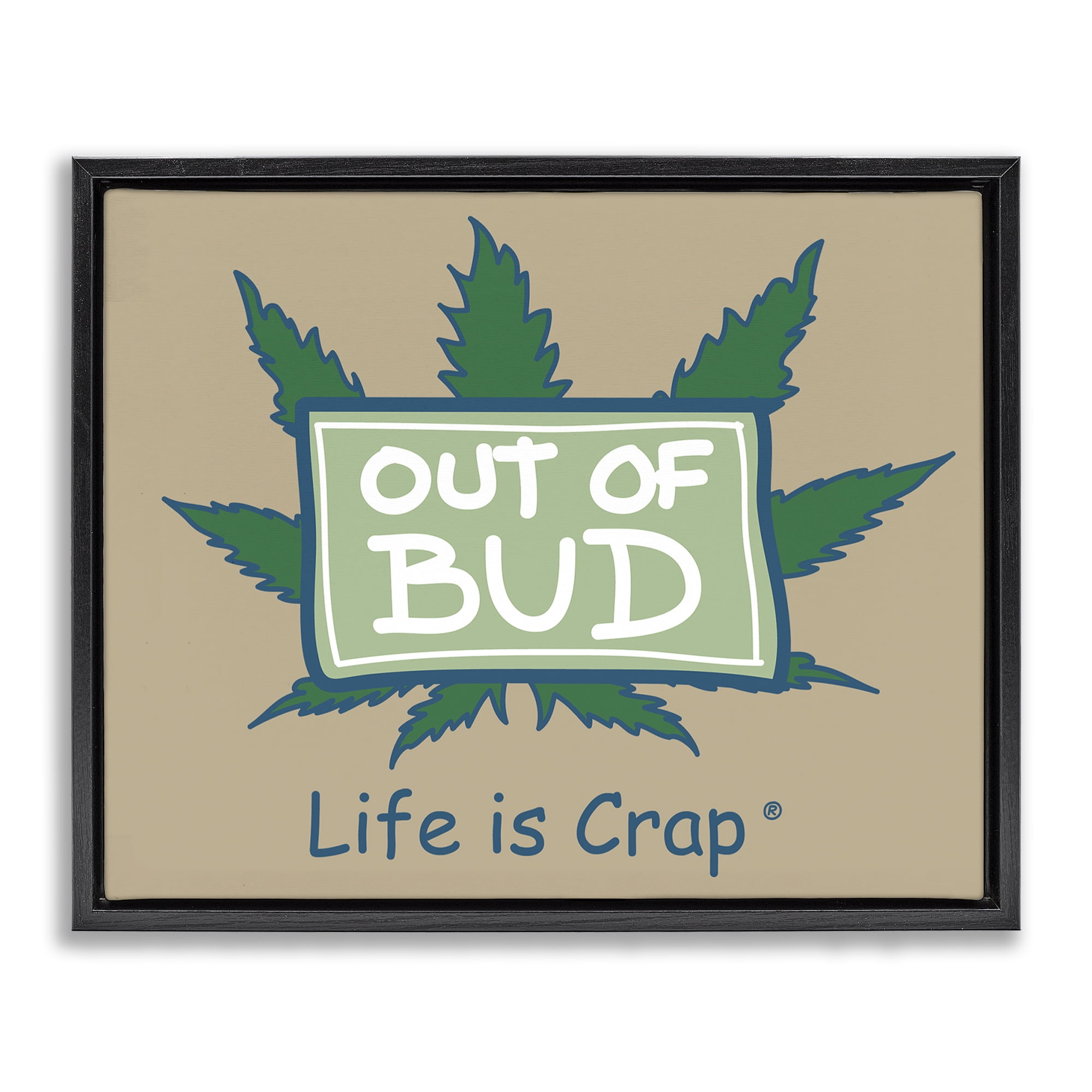 Stupell Industries Funny Out Of Bud Novelty & Humor Painting Black Floater Framed Canvas Art Print Wall Art, 31 x 25
