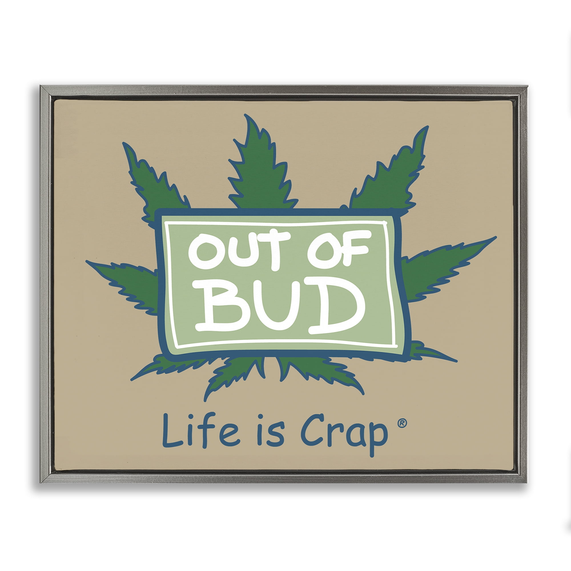 Stupell Industries Funny Out Of Bud Novelty & Humor Painting Gray Floater Framed Canvas Art Print Wall Art, 21 x 17