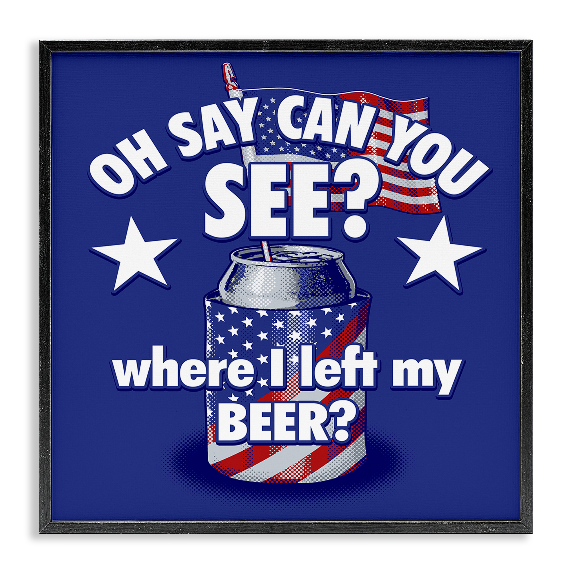 Stupell Industries Funny Patriotic Beer Patriotic Painting Black Framed Art Print Wall Art, 24 x 24