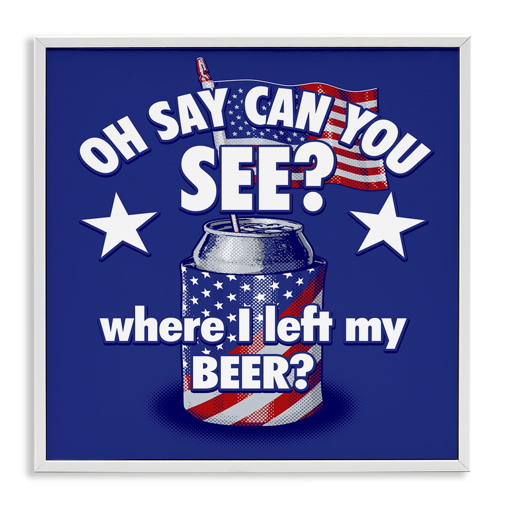 Stupell Industries Funny Patriotic Beer Patriotic Painting White Framed Art Print Wall Art, 12 x 12