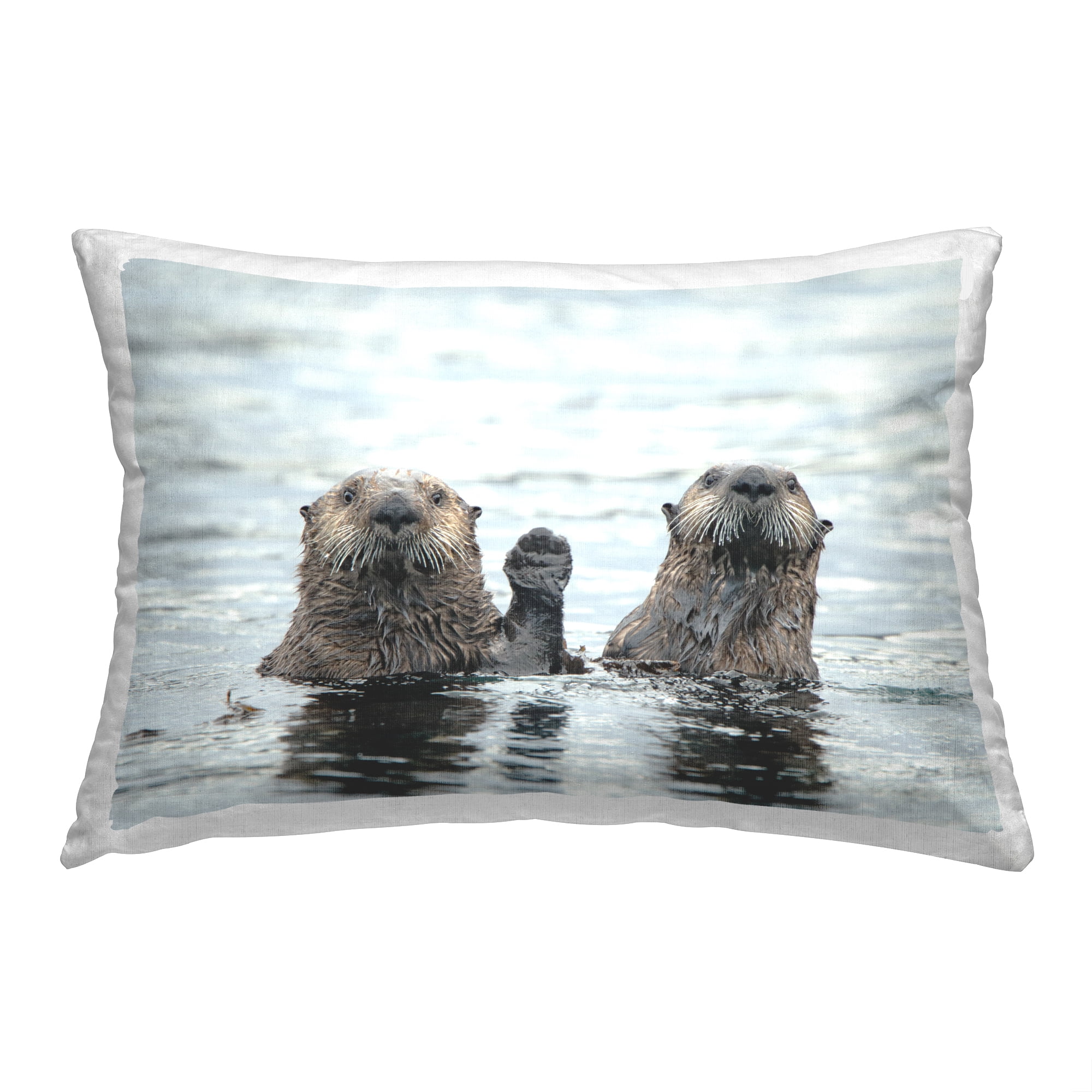 Stupell Industries Funny Peeking Otters Decorative Printed Throw Pillow, 14 x 20